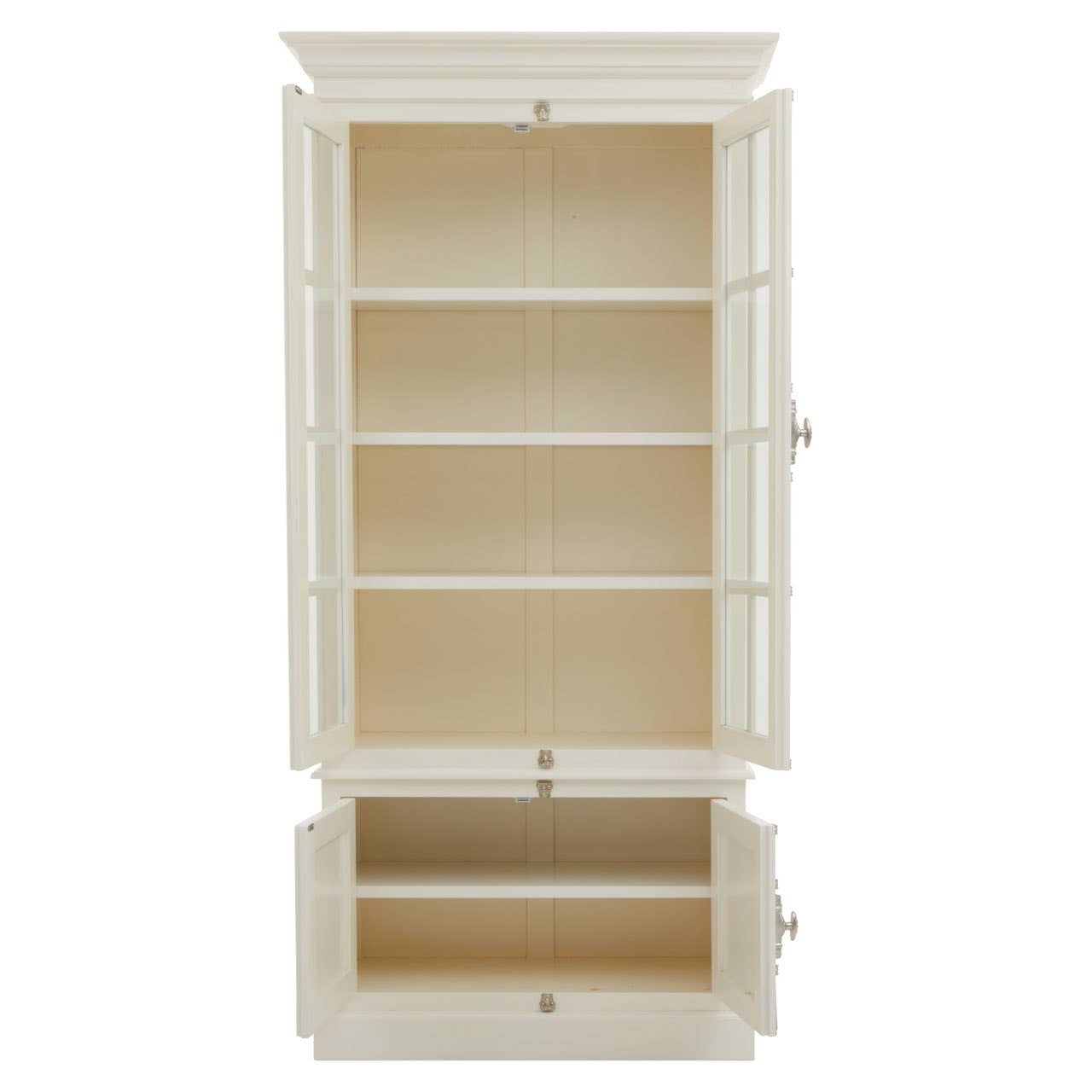 Évangeline Four Door Display Cabinet – White Mahogany Wood