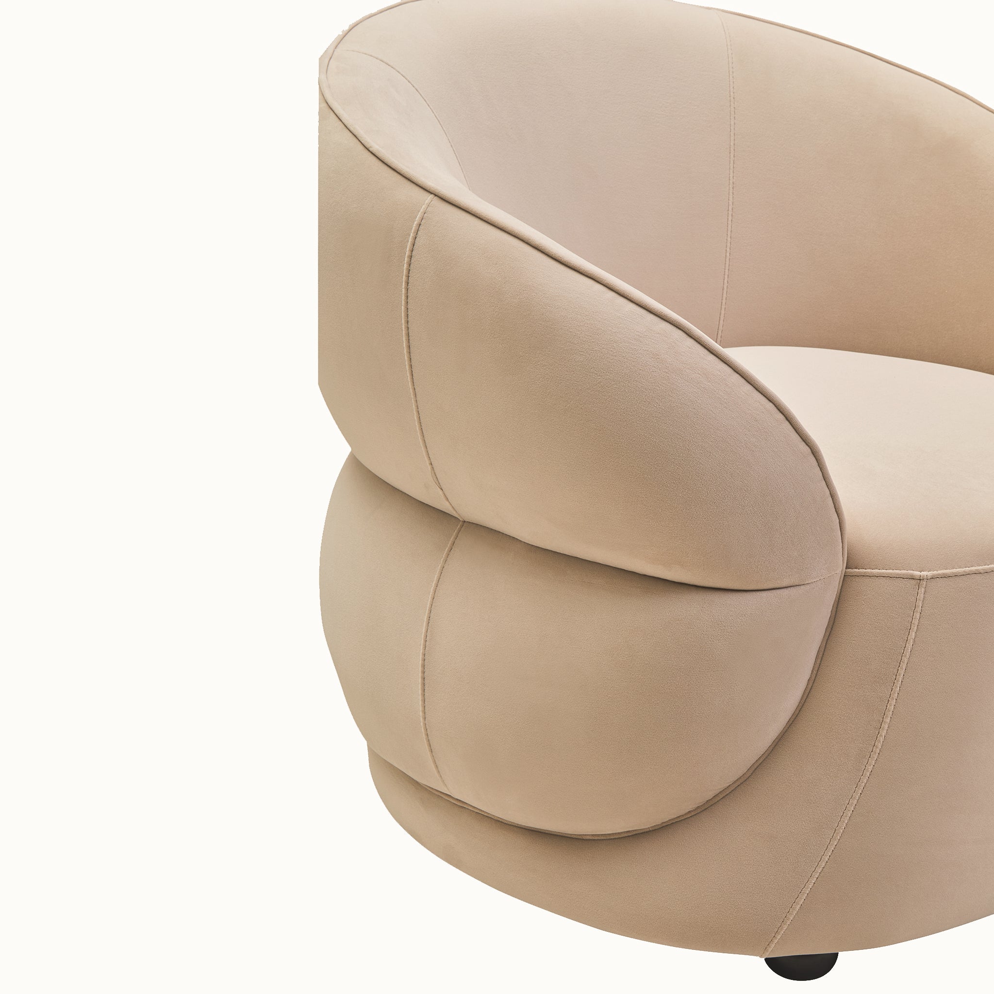 Elara Curved Accent Chair – Stone Velvet Upholstery