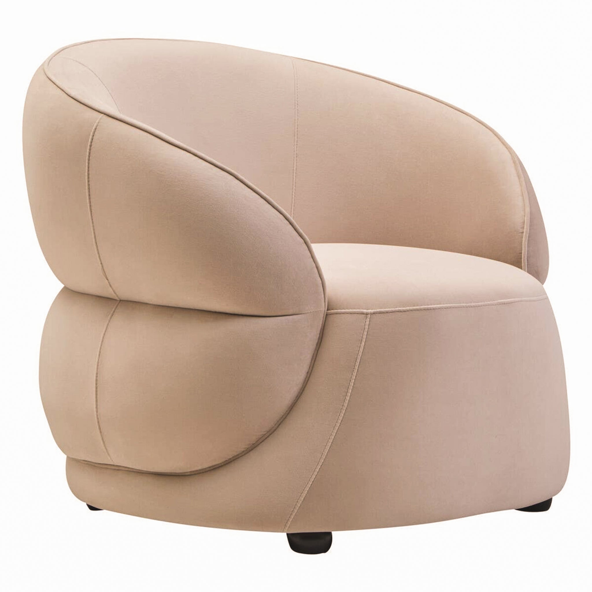 Elara Curved Accent Chair – Stone Velvet Upholstery