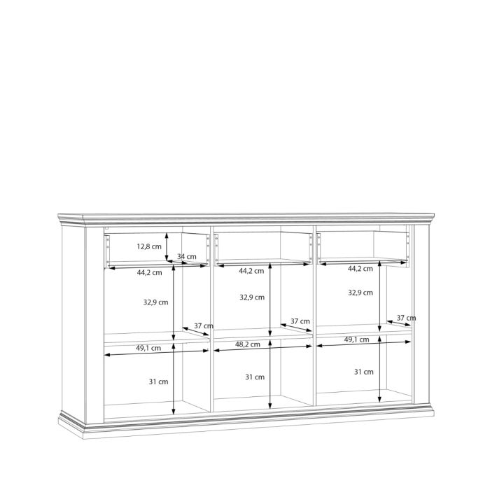 Montclair Large 3 Door 3 Drawer Sideboard – White & Oak Effect