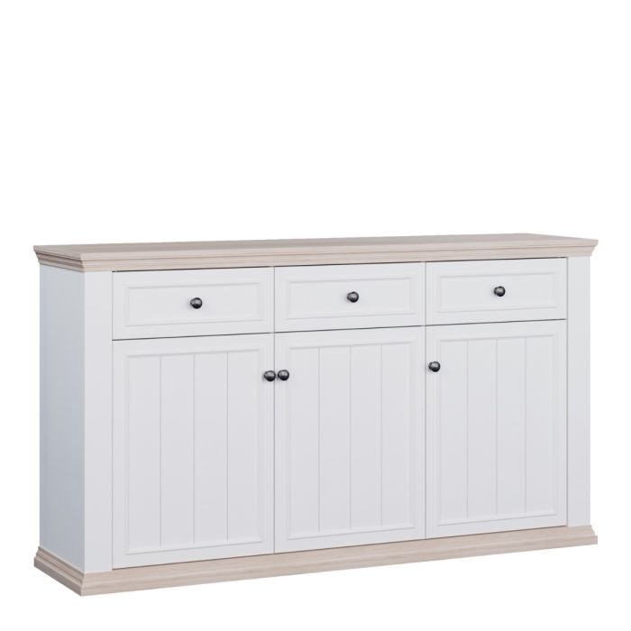 Montclair Large 3 Door 3 Drawer Sideboard – White & Oak Effect