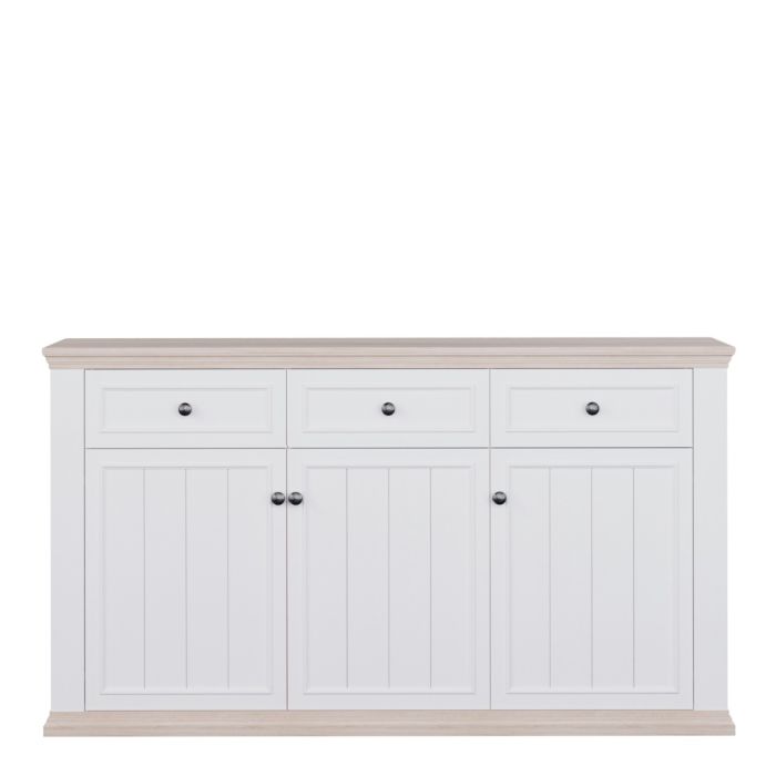 Montclair Large 3 Door 3 Drawer Sideboard – White & Oak Effect