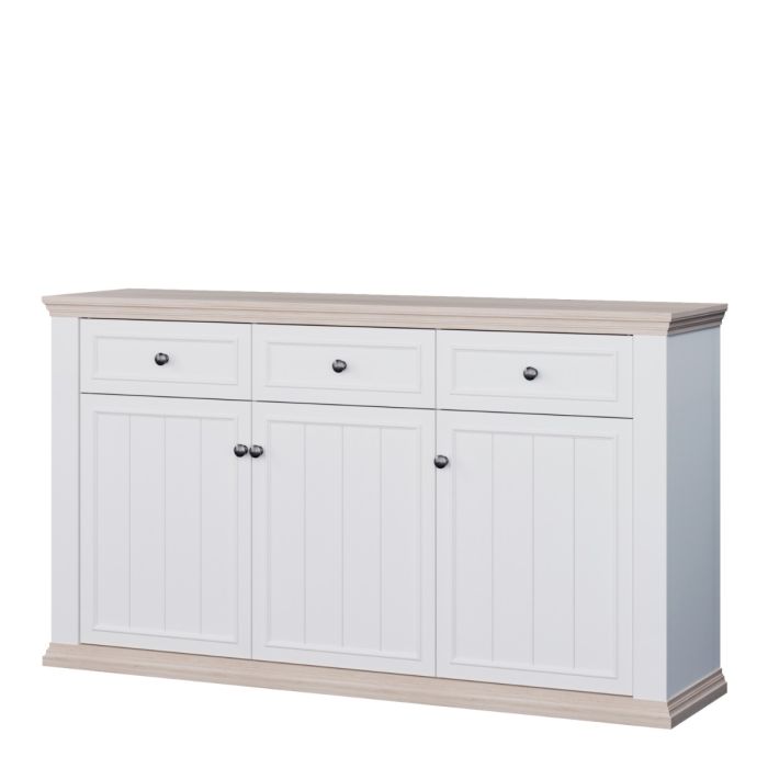 Montclair Large 3 Door 3 Drawer Sideboard – White & Oak Effect