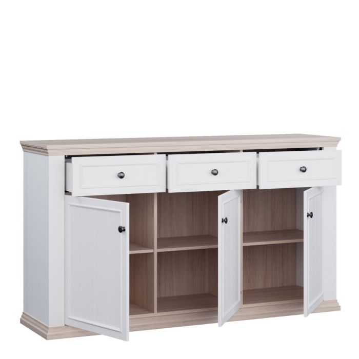 Montclair Large 3 Door 3 Drawer Sideboard – White & Oak Effect