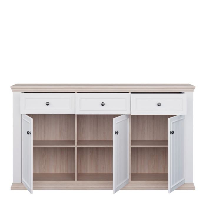 Montclair Large 3 Door 3 Drawer Sideboard – White & Oak Effect