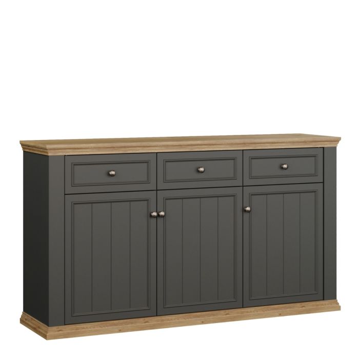 Montclair Large 3 Door 3 Drawer Sideboard – Grey & Oak Effect