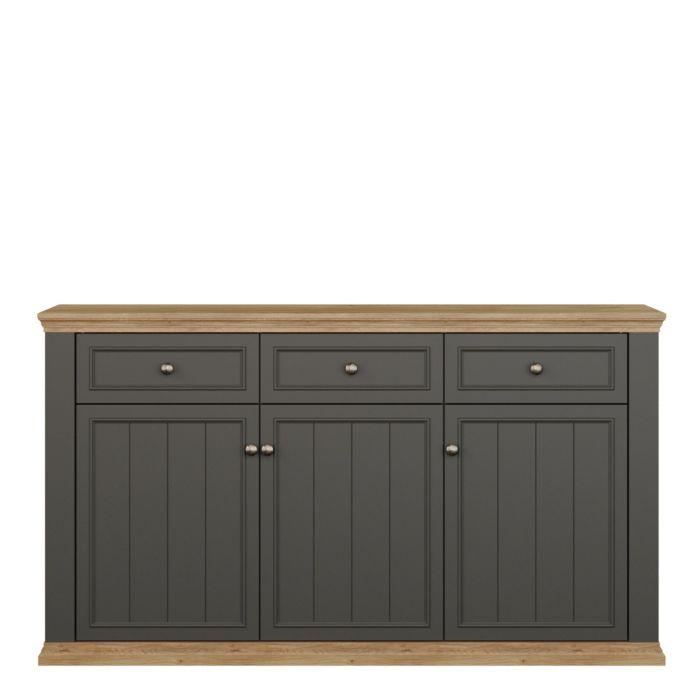 Montclair Large 3 Door 3 Drawer Sideboard – Grey & Oak Effect