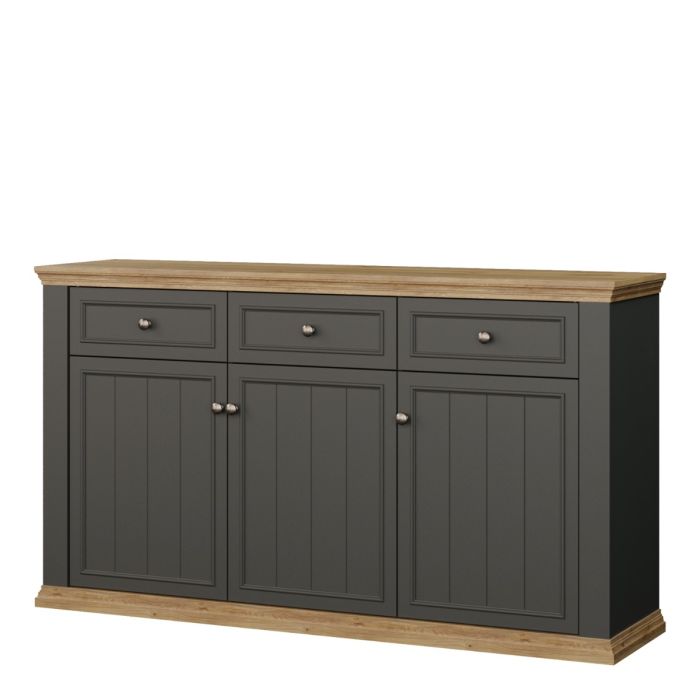 Montclair Large 3 Door 3 Drawer Sideboard – Grey & Oak Effect
