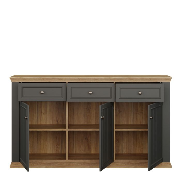 Montclair Large 3 Door 3 Drawer Sideboard – Grey & Oak Effect