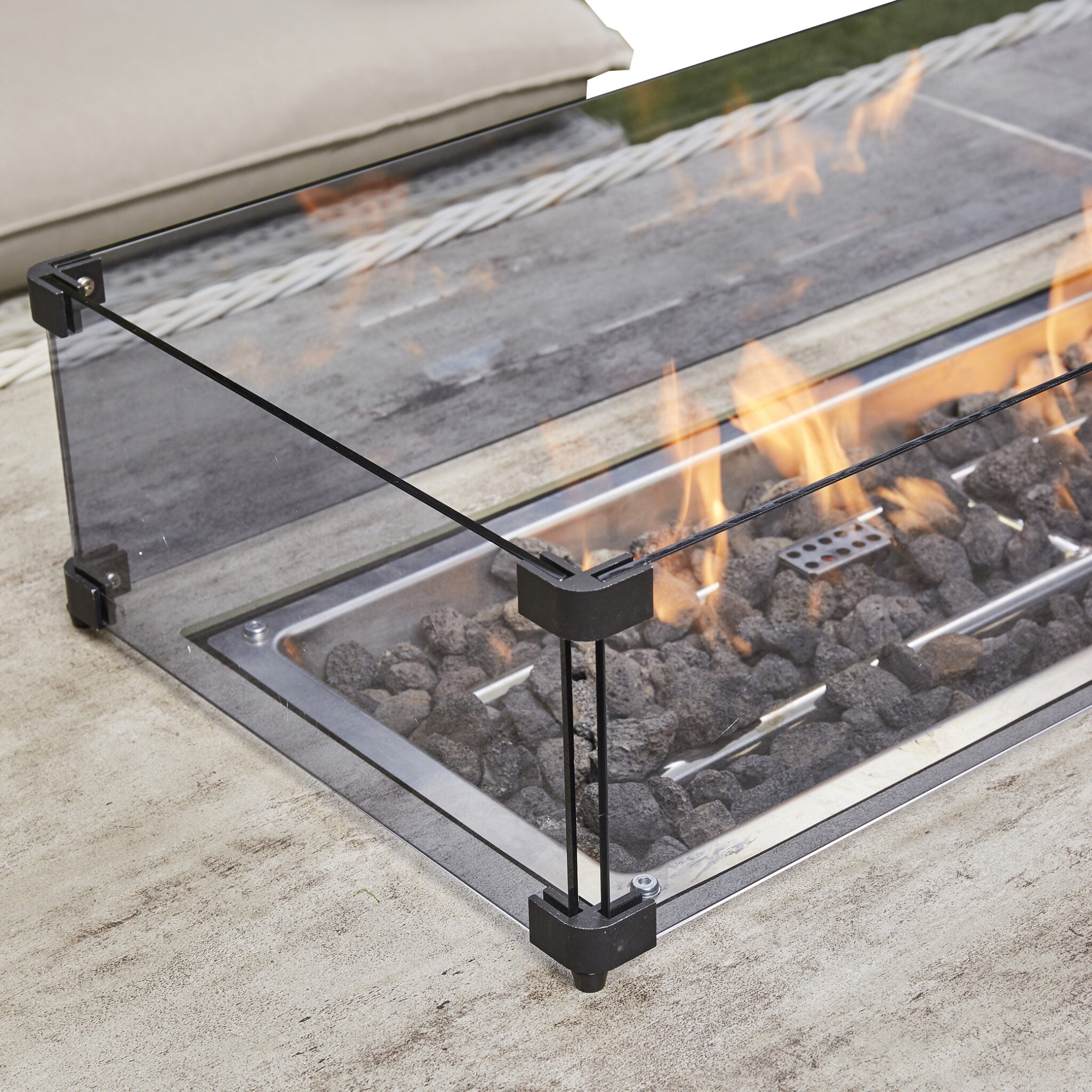 Corner Rising Firepit Dining Set