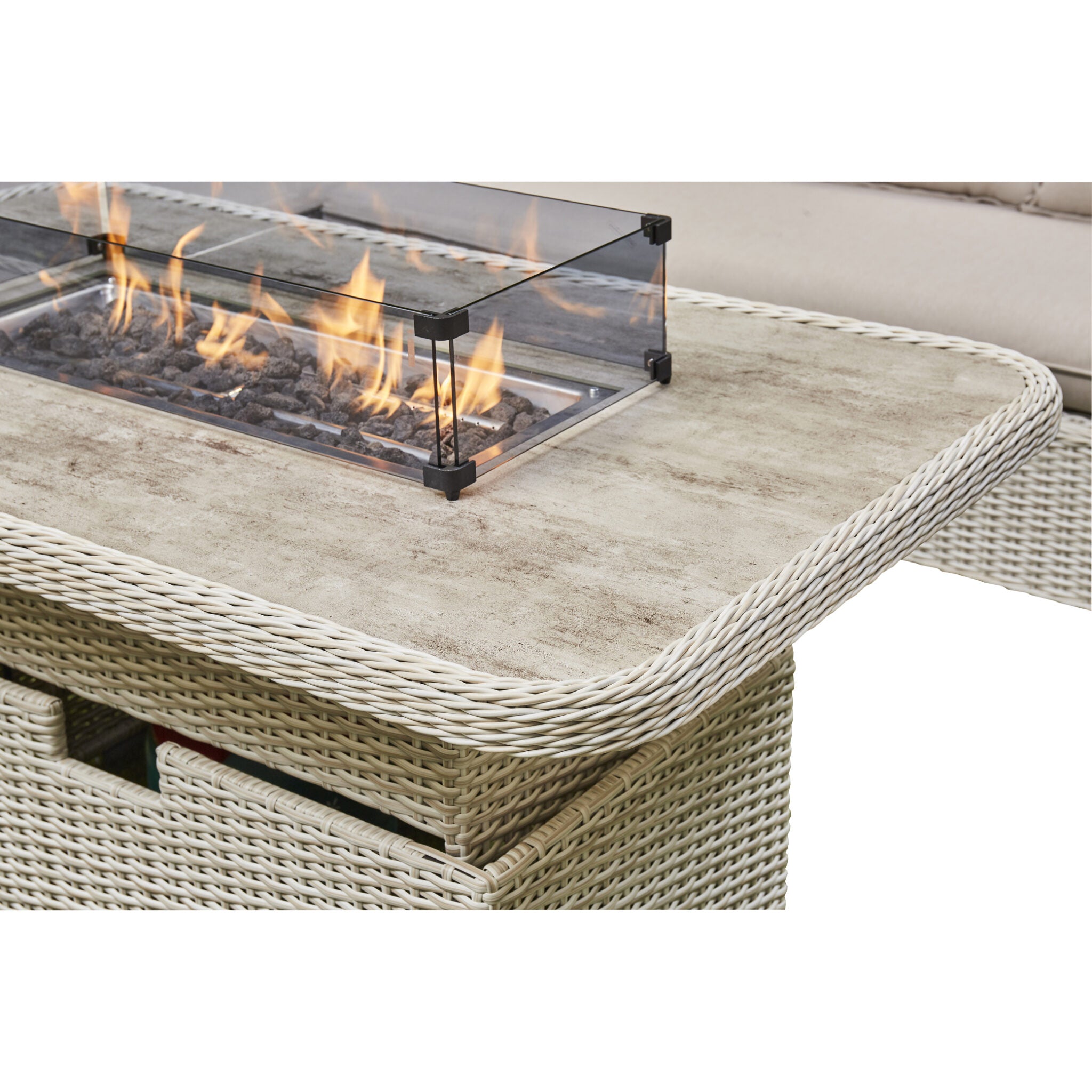 Corner Rising Firepit Dining Set