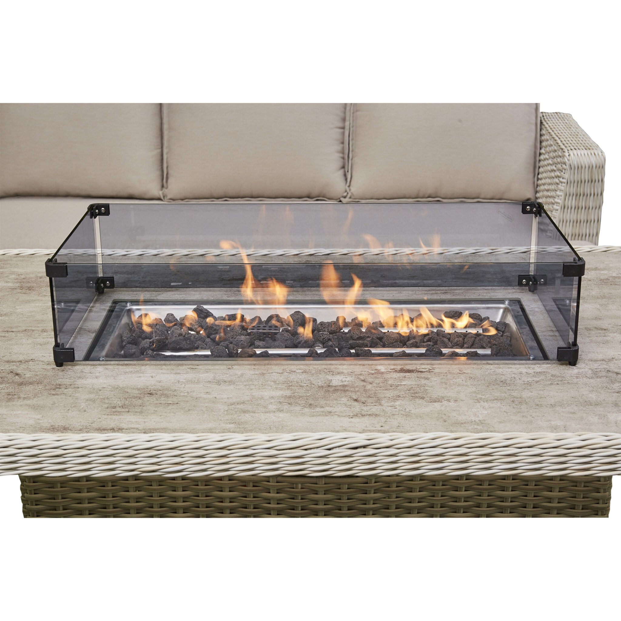 Corner Rising Firepit Dining Set