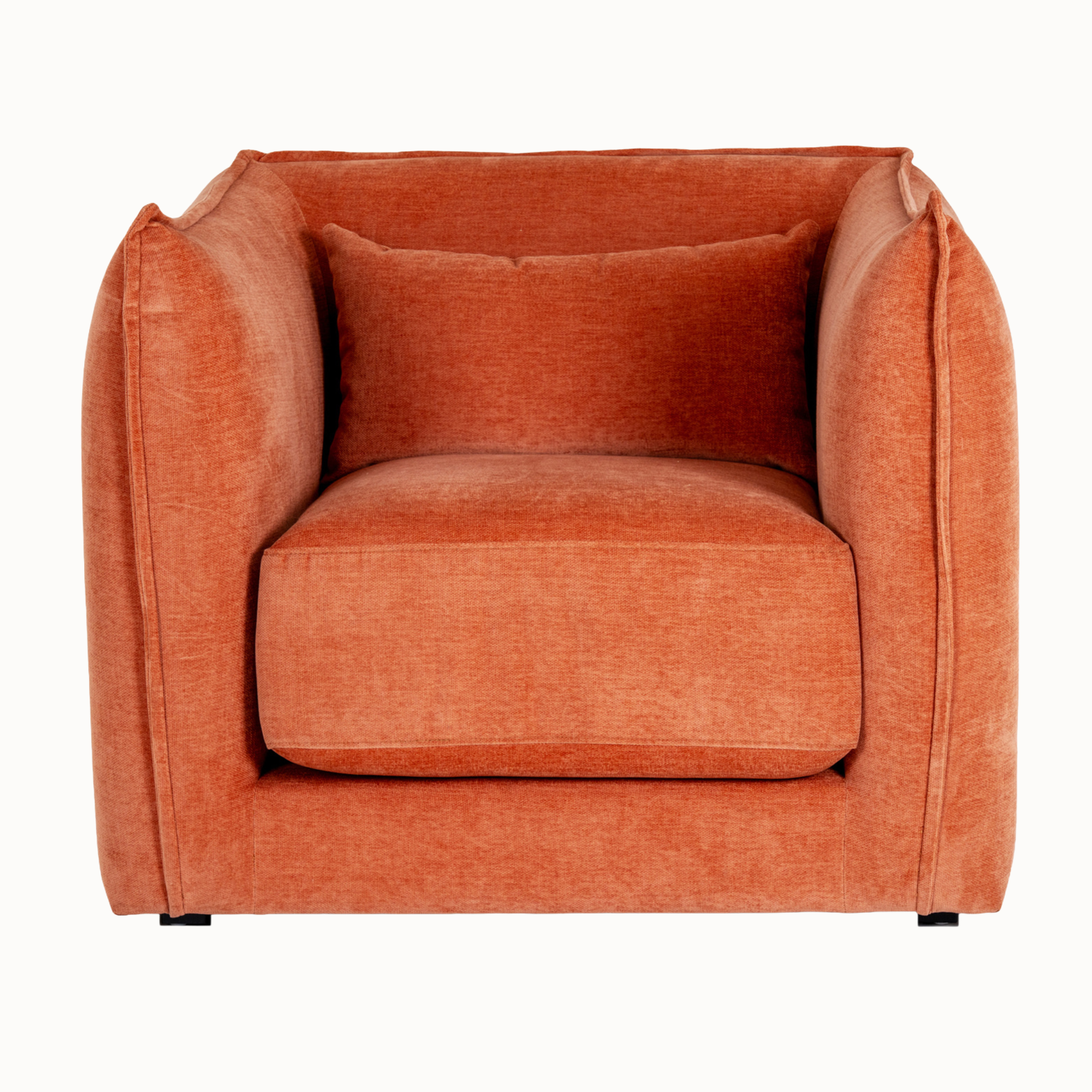 Thibault 92cm Rust Upholstered Armchair with Cushioned Seat and Back Cushion