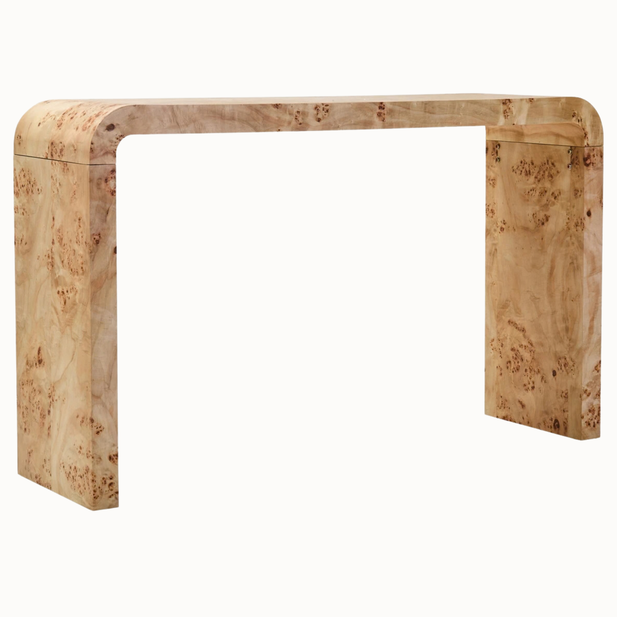 Gaspard 135cm Natural Burl Wood Design Curved Console Table