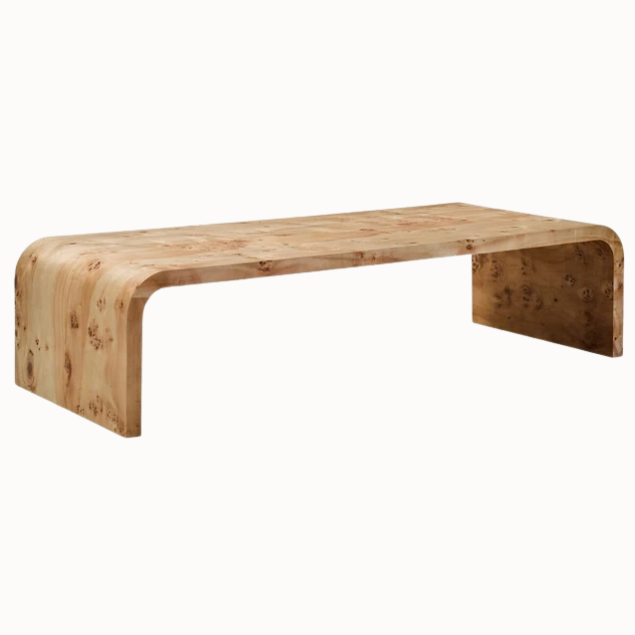 Gaspard 148cm Natural Burl Wood Design Curved Coffee Table