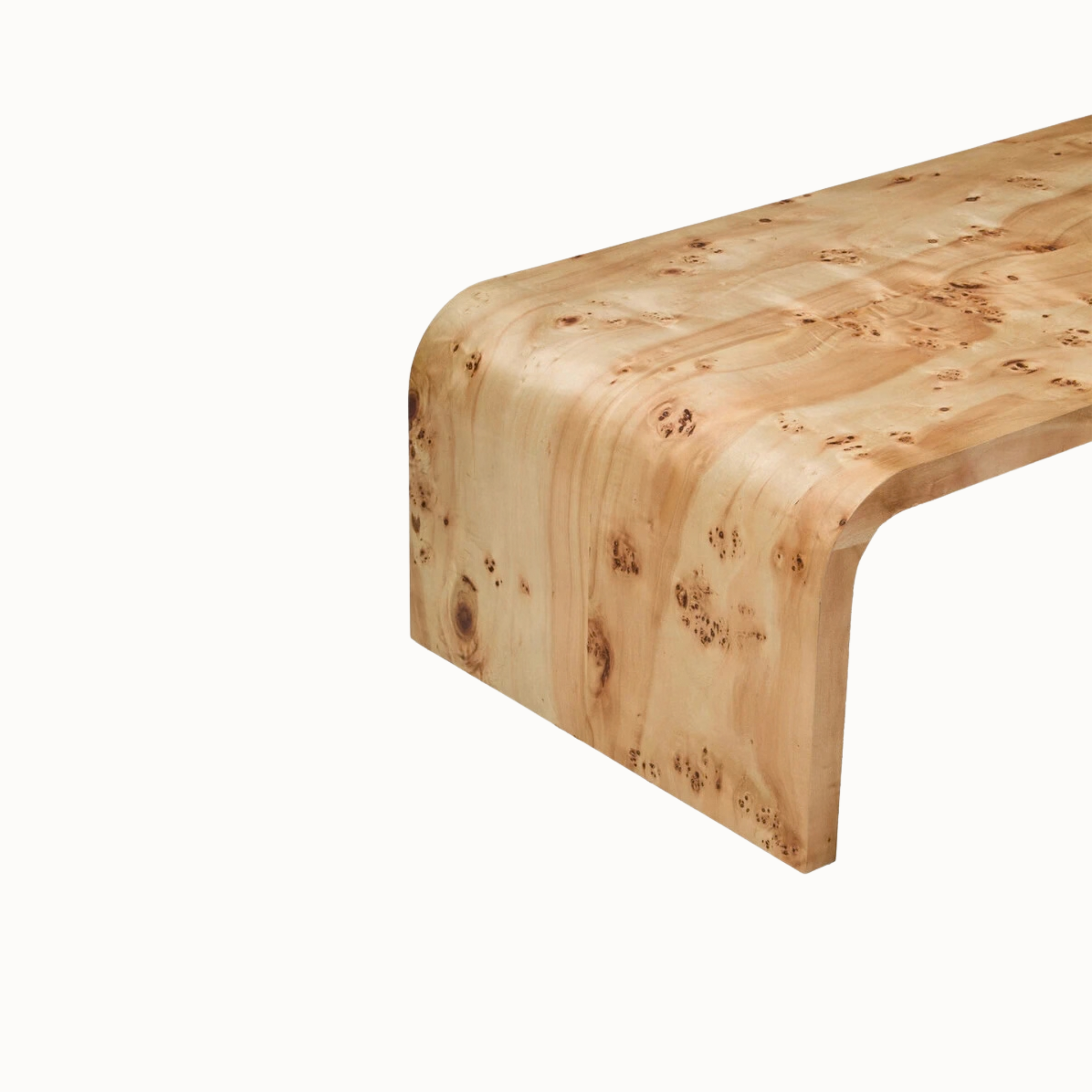Gaspard 148cm Natural Burl Wood Design Curved Coffee Table