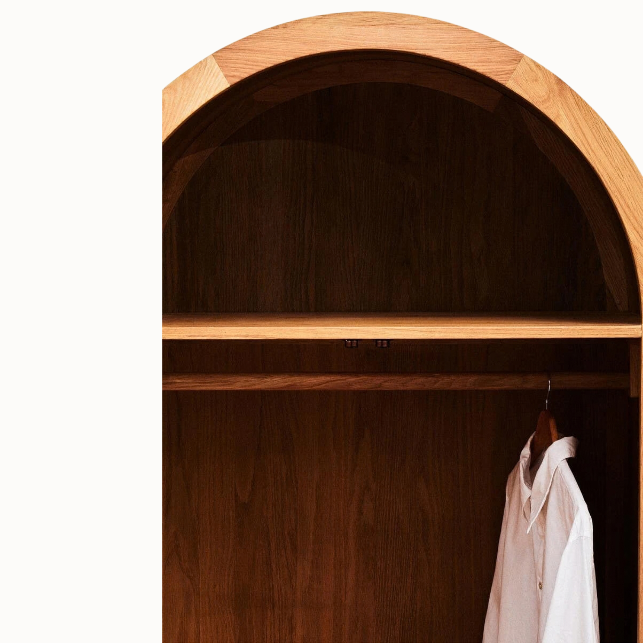 Amaury 200cm Arched Oak Wood and Woven Rattan 2 Door Wardrobe with Drawers