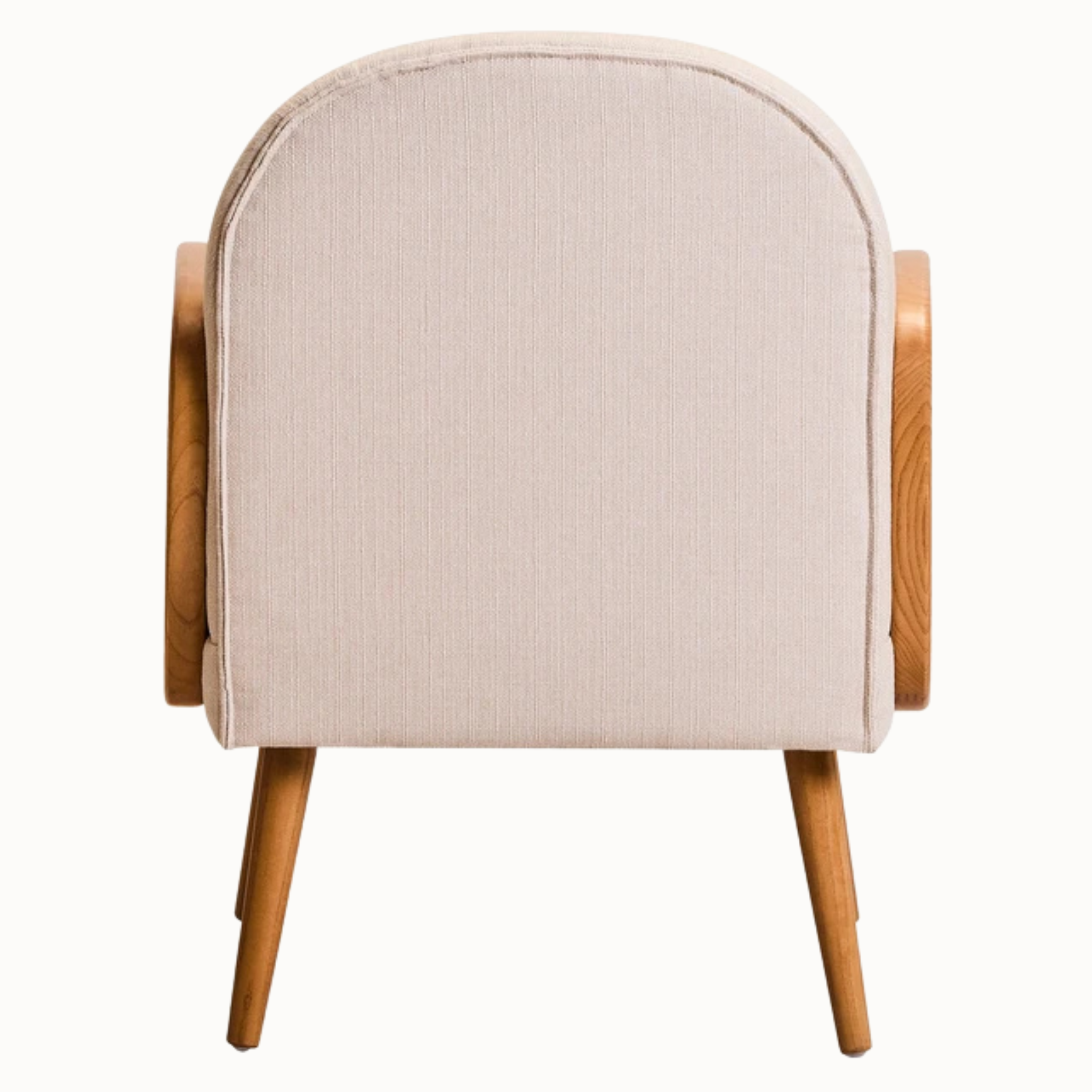 Adèle Ivory Upholstered Accent Armchair with Natural Cane Panels and Elm Wood Frame