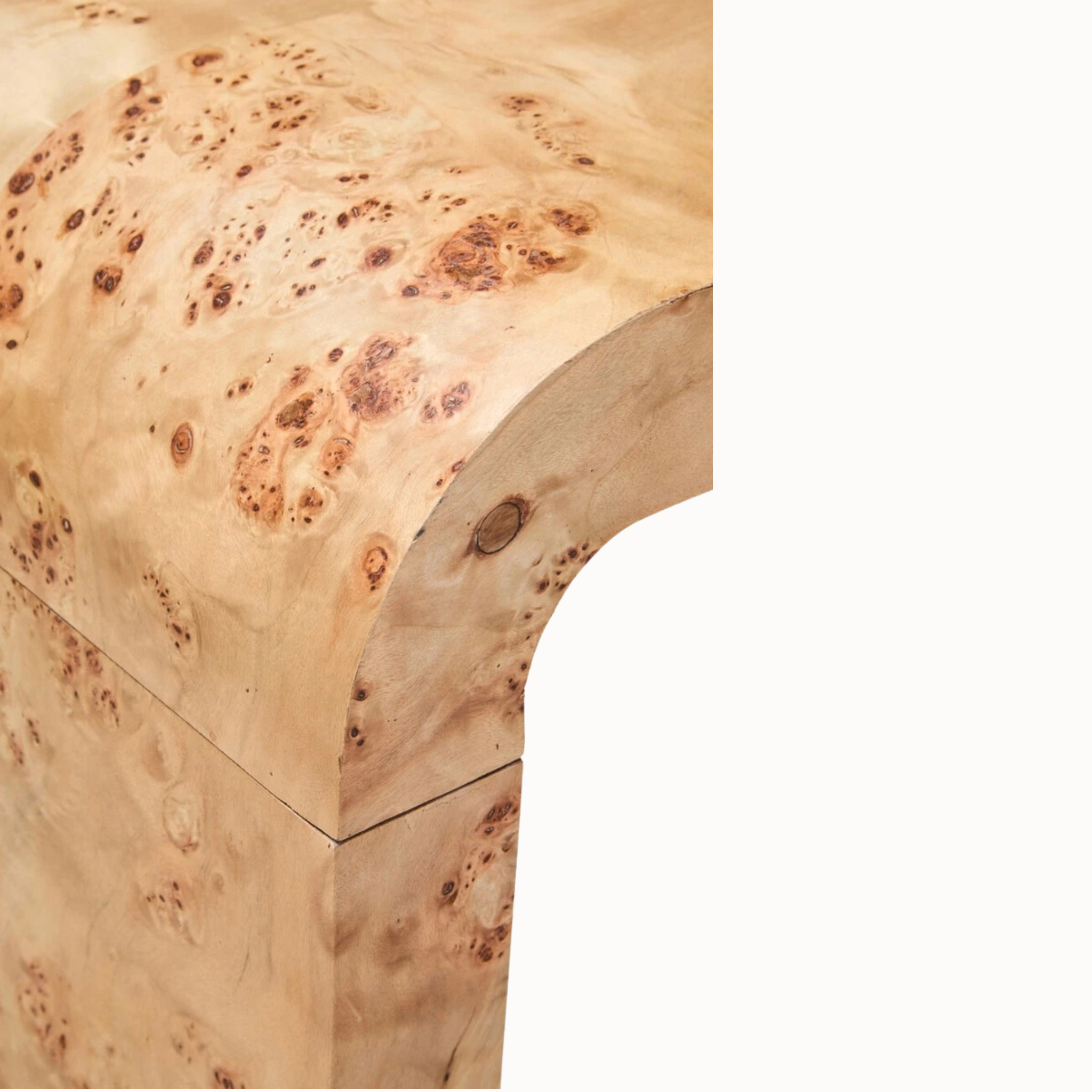 Gaspard 135cm Natural Burl Wood Design Curved Console Table