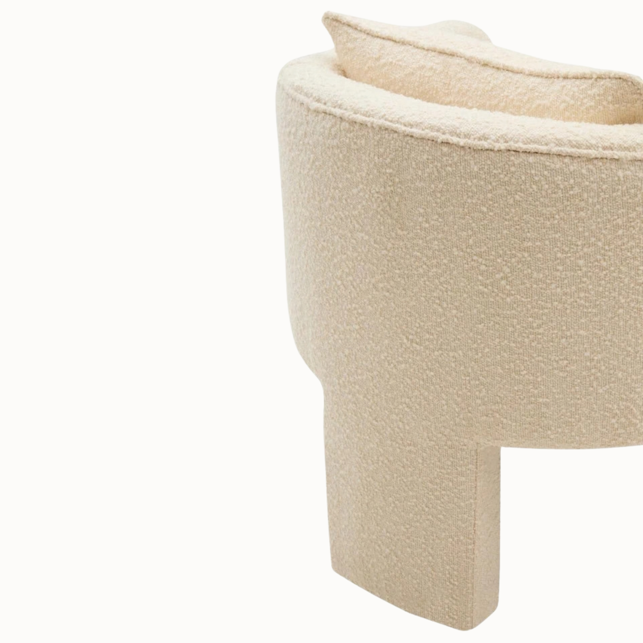 Mireille 70cm Ivory Bouclé Curved Armchair with Cushioned Back and Matching Cushion