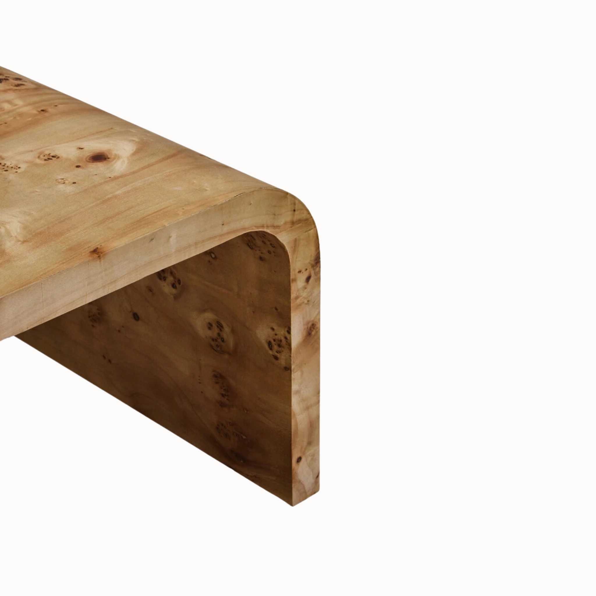 Gaspard 148cm Natural Burl Wood Design Curved Coffee Table