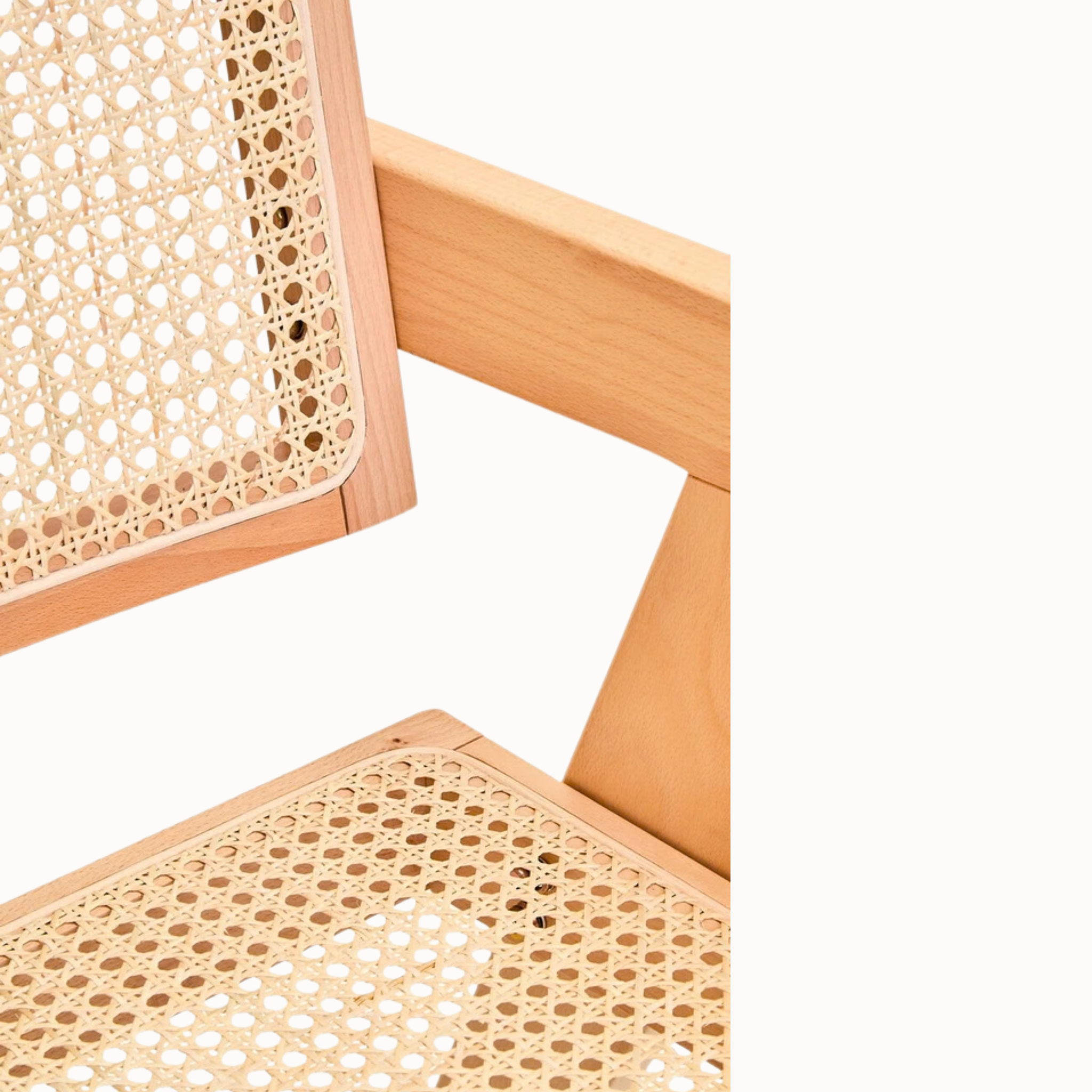Clément Natural Beech Wood Dining Armchair with Woven Cane Seat and Back