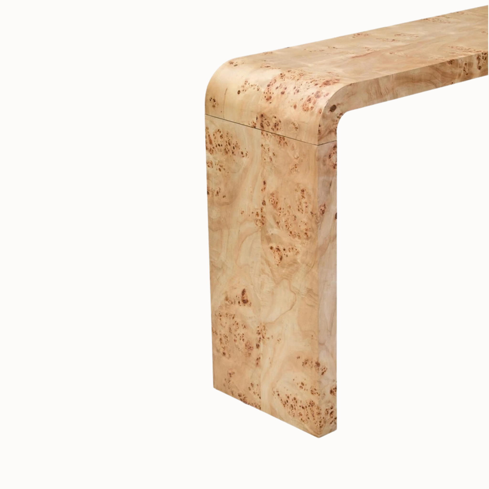 Gaspard 135cm Natural Burl Wood Design Curved Console Table