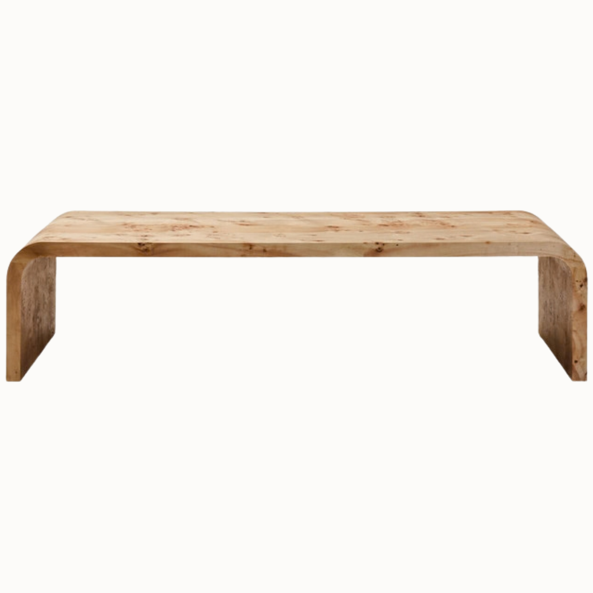 Gaspard 148cm Natural Burl Wood Design Curved Coffee Table