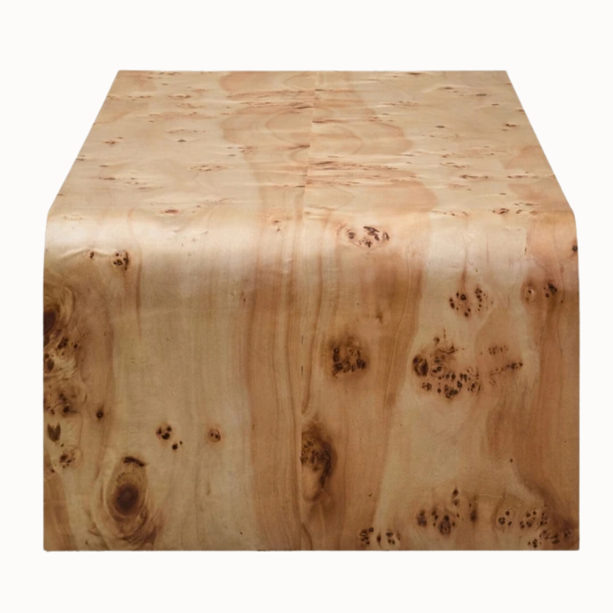 Gaspard 148cm Natural Burl Wood Design Curved Coffee Table