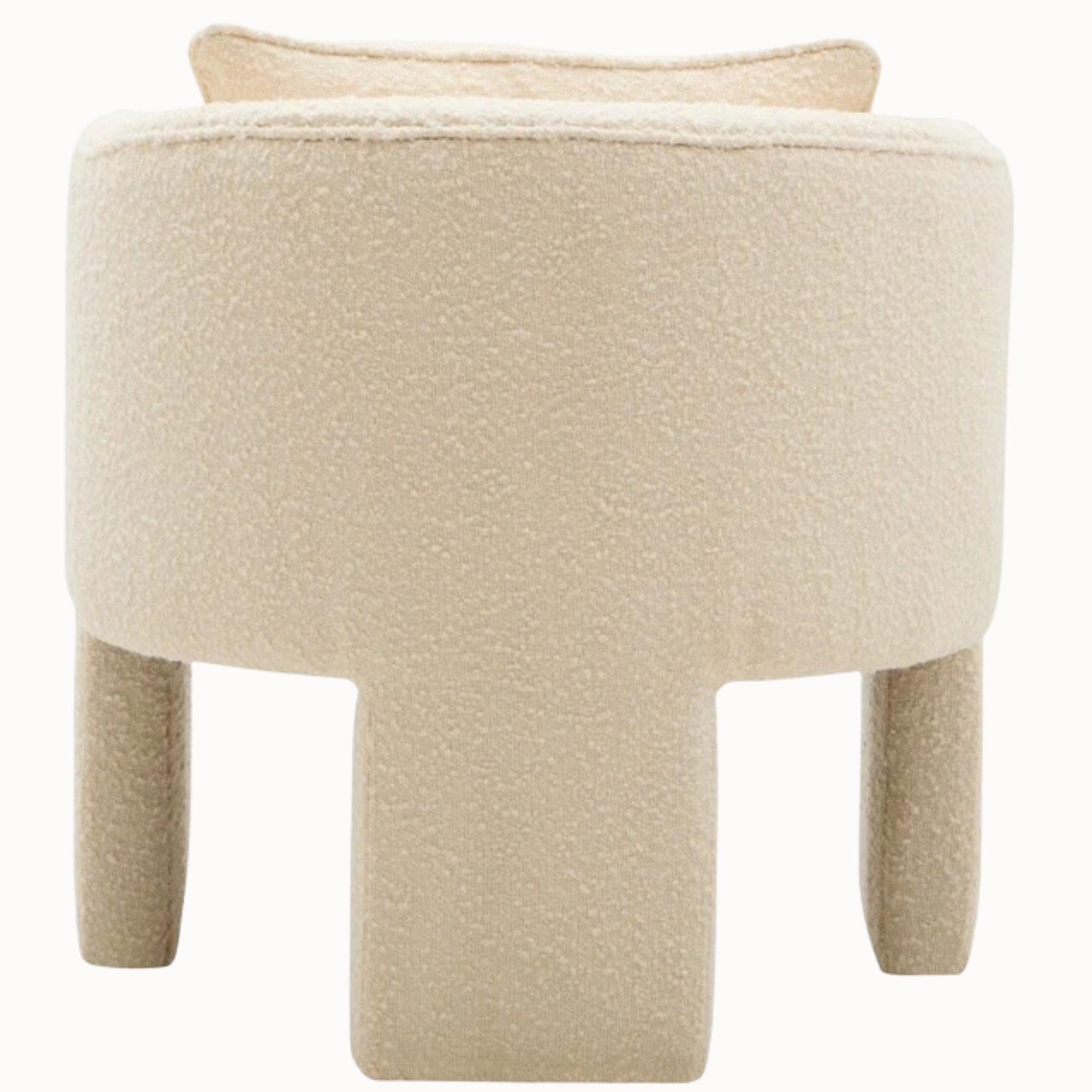 Mireille 70cm Ivory Bouclé Curved Armchair with Cushioned Back and Matching Cushion