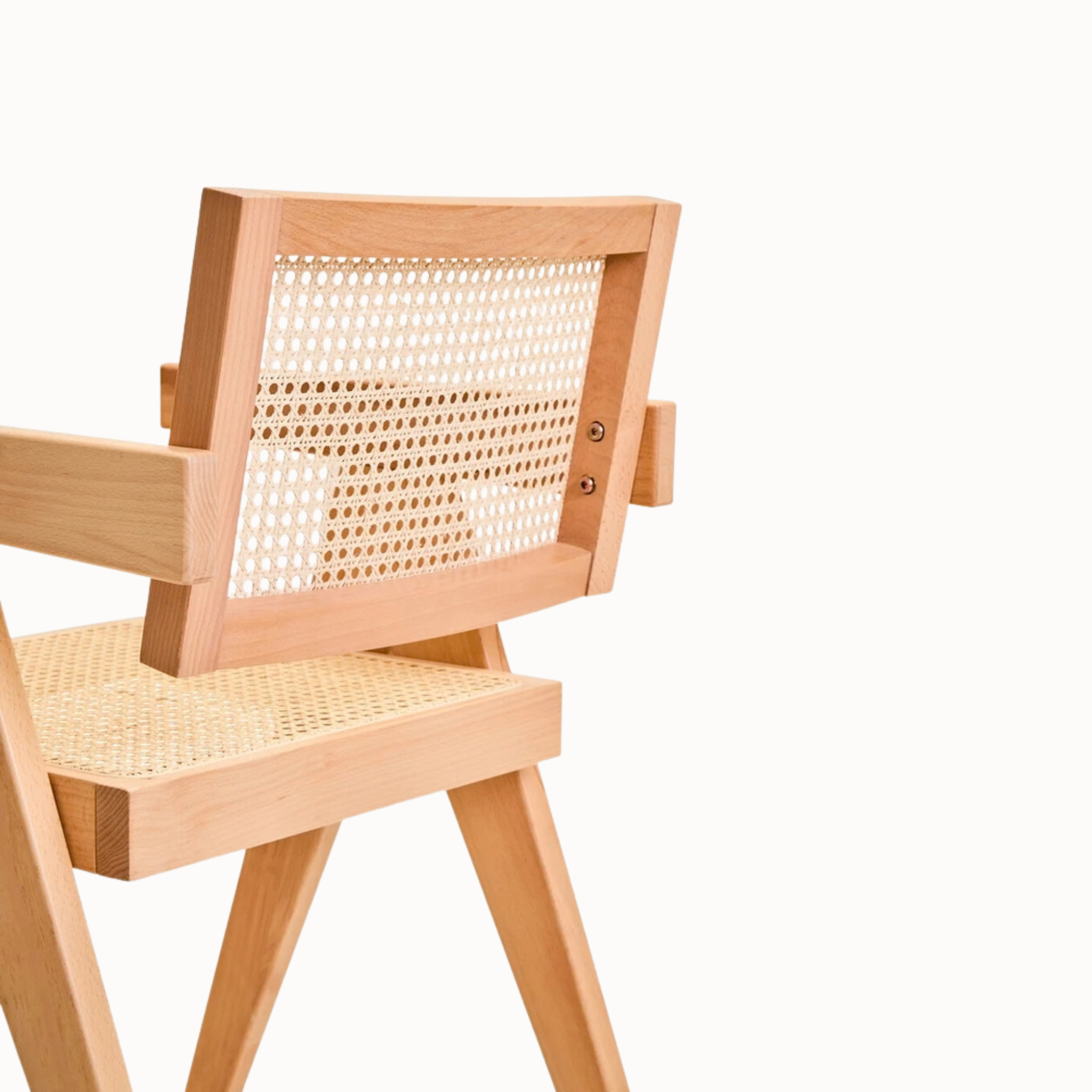 Clément Natural Beech Wood Dining Armchair with Woven Cane Seat and Back