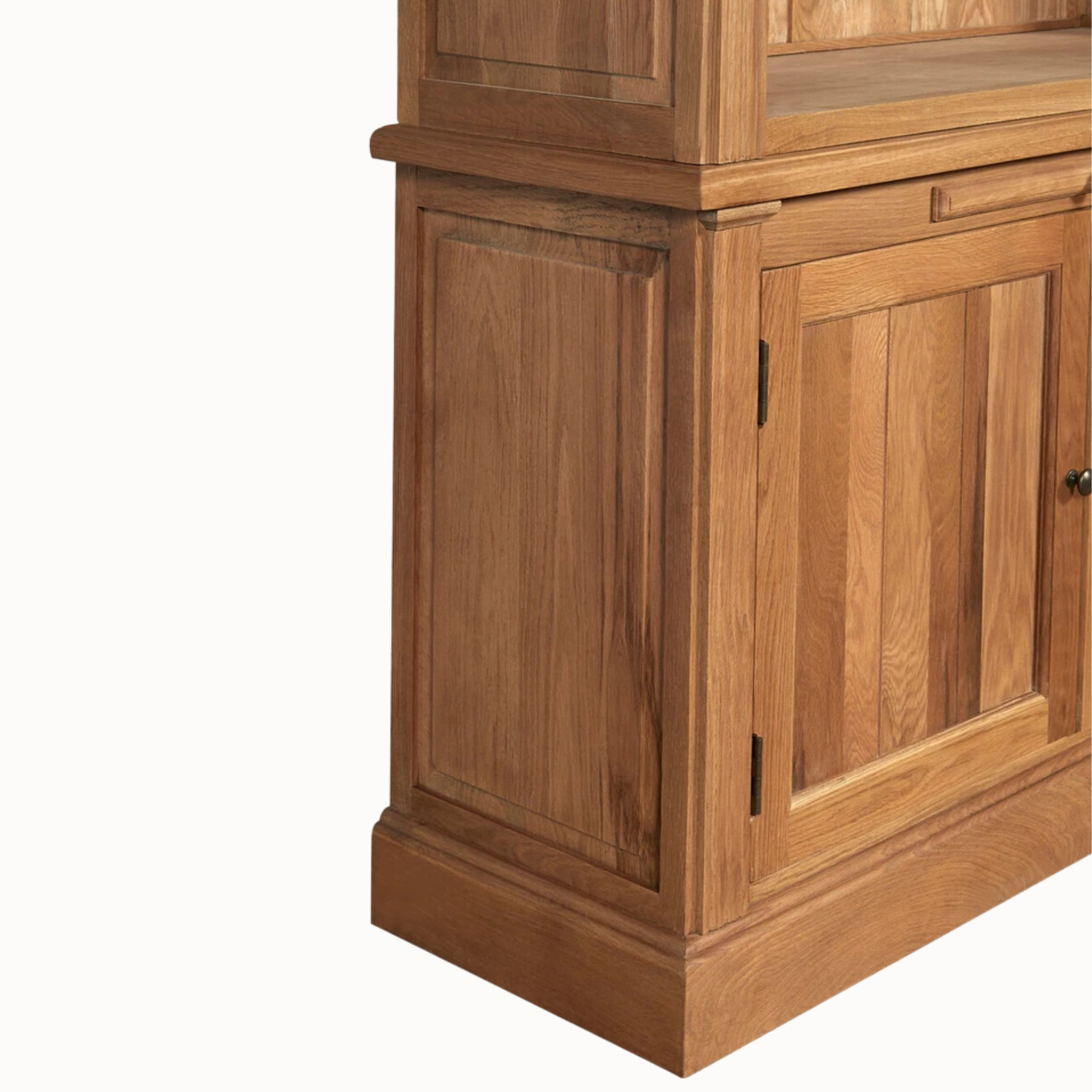 Alaric Large 213cm American Oak Wood Bookcase with Ladder, 10 Shelves & 4 Door Storage