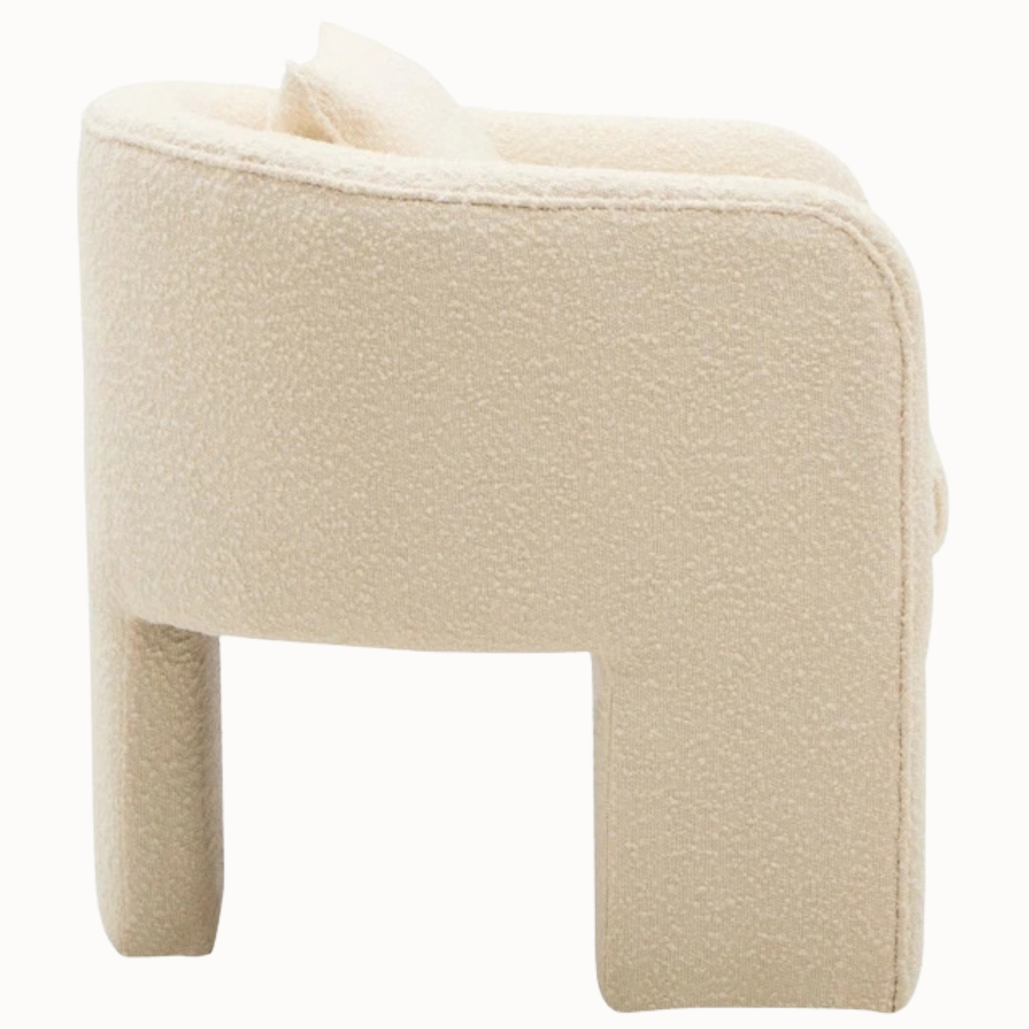 Mireille 70cm Ivory Bouclé Curved Armchair with Cushioned Back and Matching Cushion