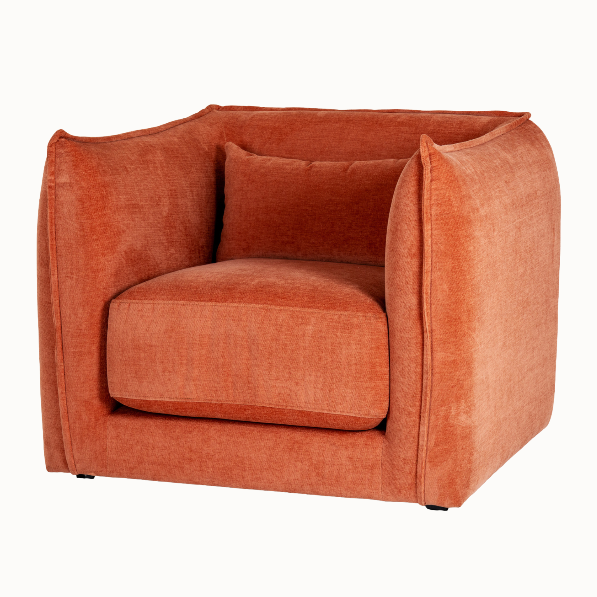 Thibault 92cm Rust Upholstered Armchair with Cushioned Seat and Back Cushion