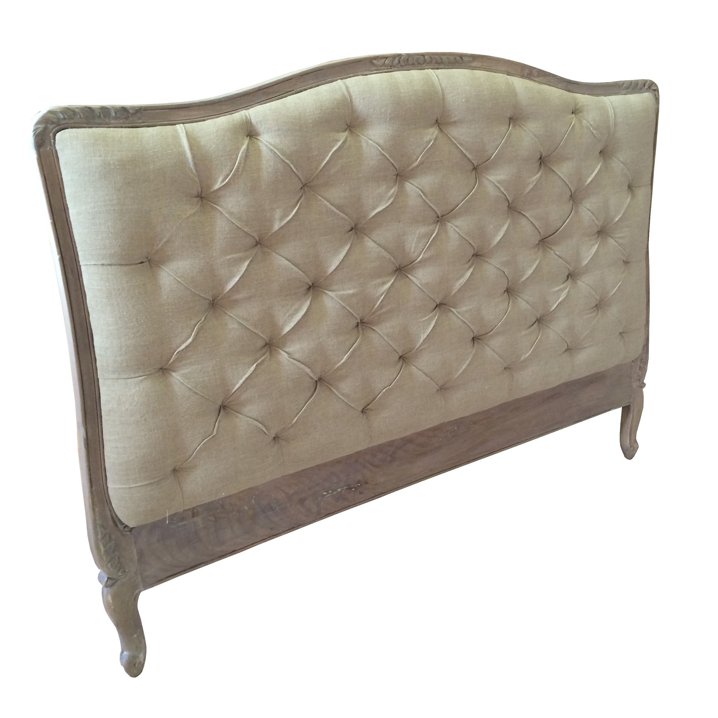 French Style Button Upholstered Headboard King Size - Ash Finish