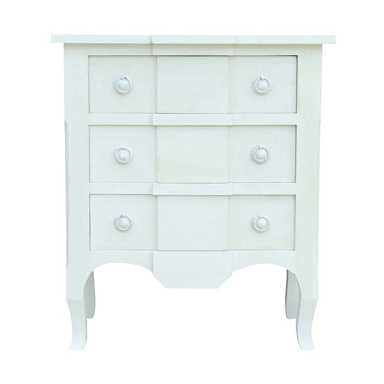 French Style 3 Drawer Chest, French Grey Finish