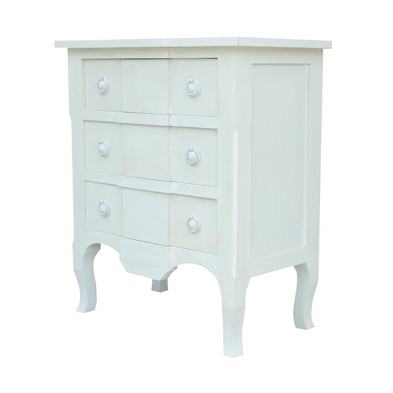 French Style 3 Drawer Chest, French Grey Finish