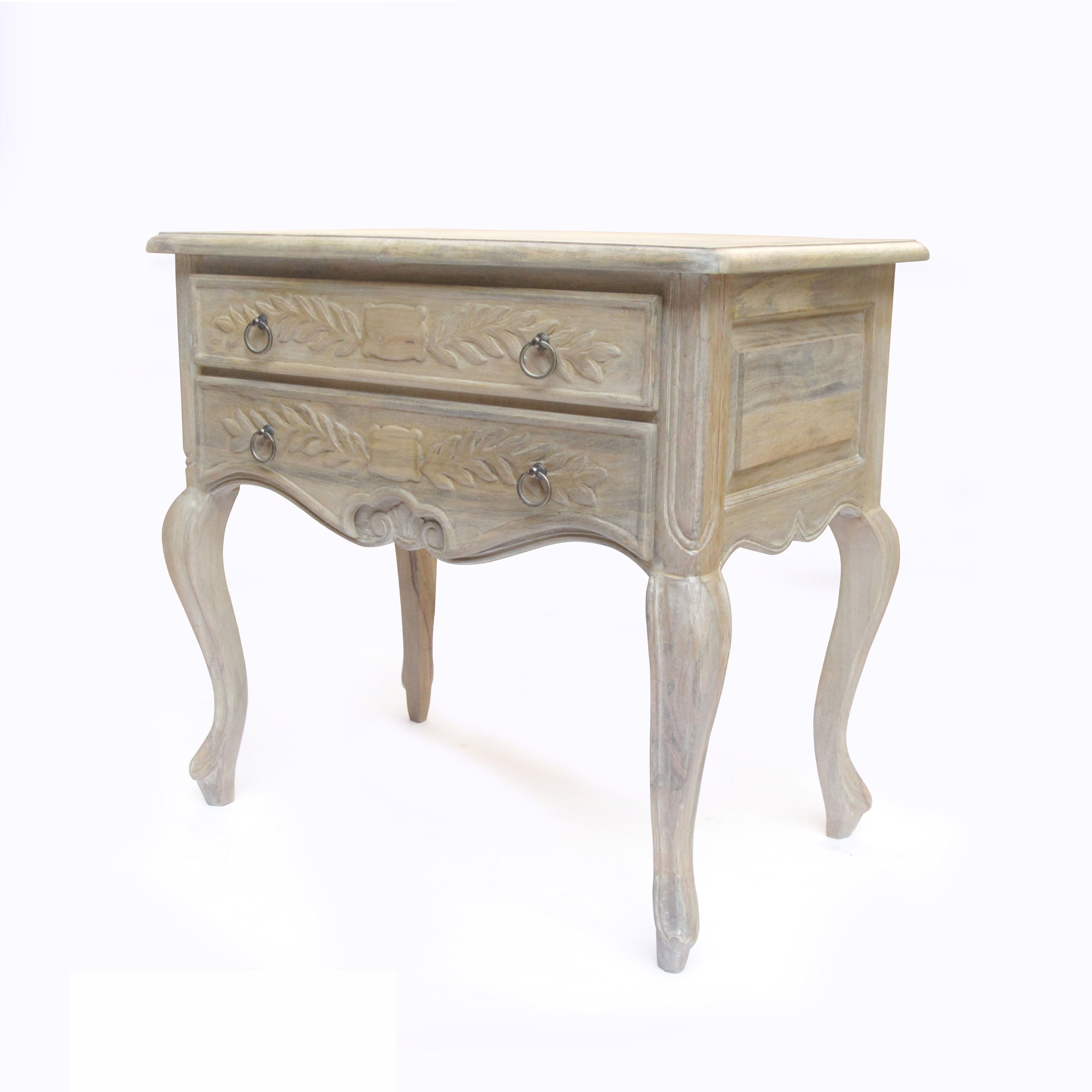 French Style 2 Dr Carved Chest - Natural Finish