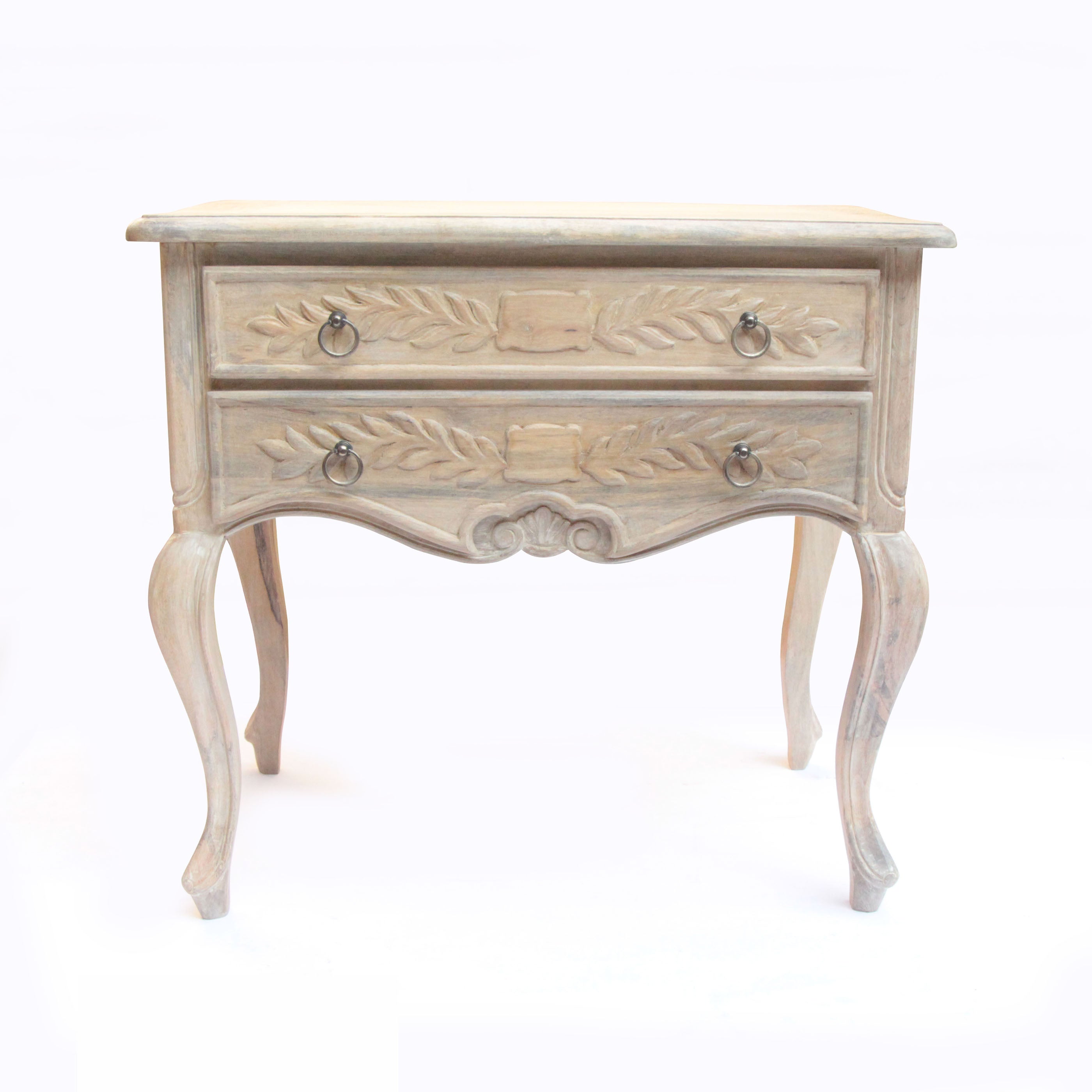 French Style 2 Dr Carved Chest - Natural Finish