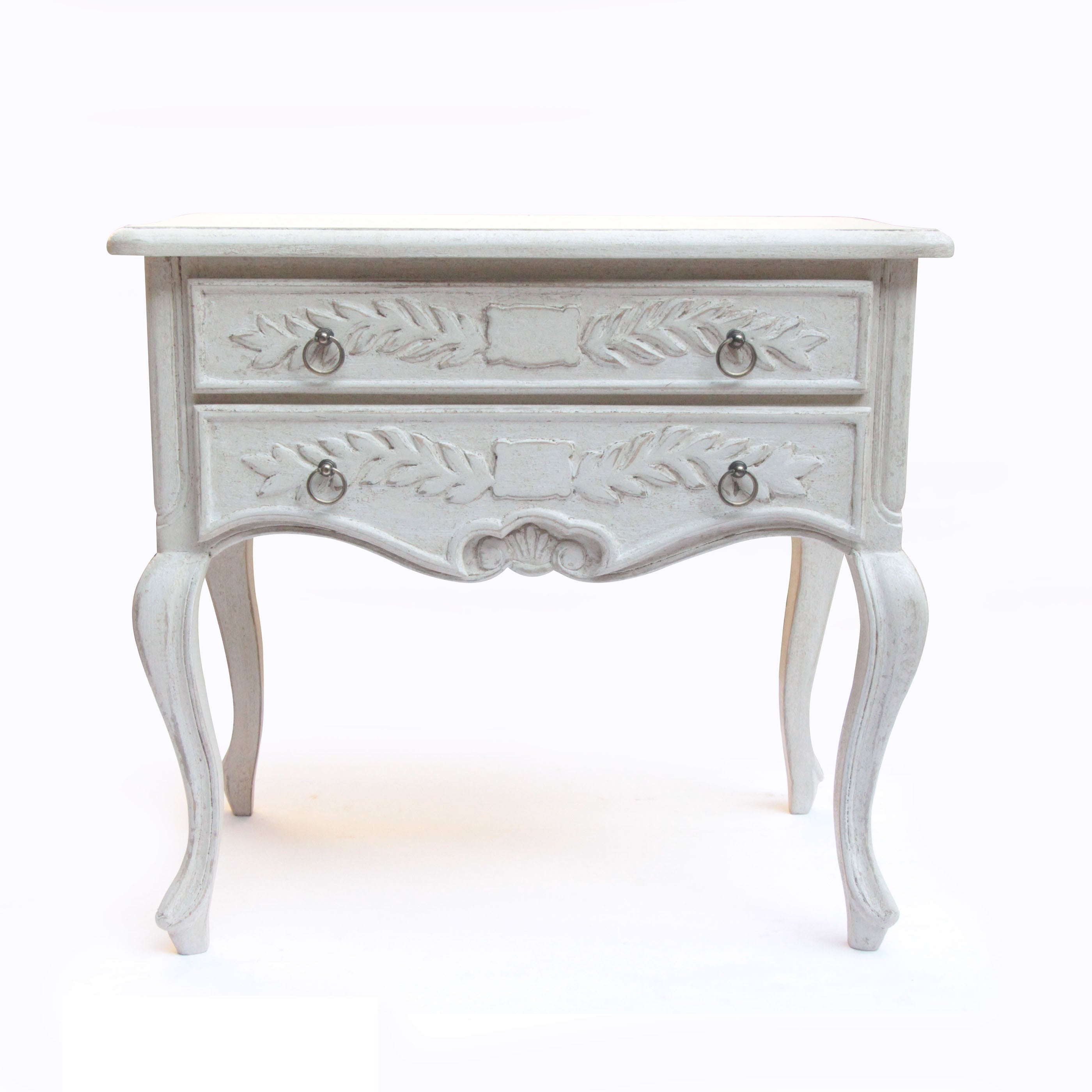 French Style 2 Dr Carved Chest - French Grey Finish