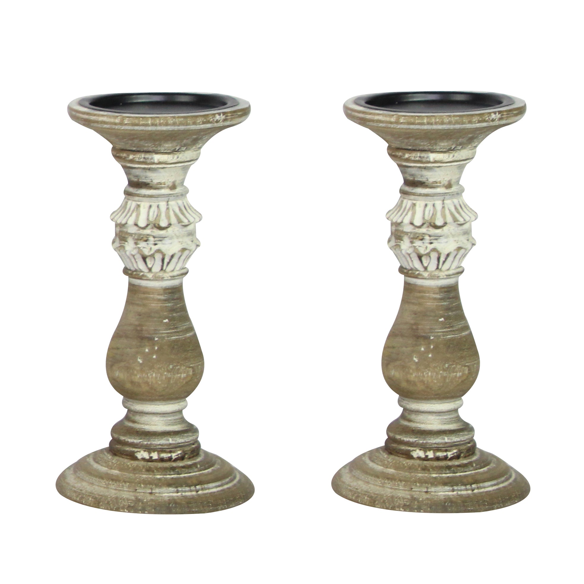 Wooden Candle Holder (Pair of 2)