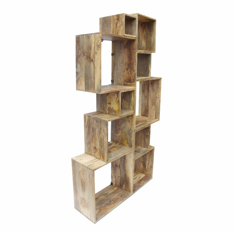 Recycled Wood Cube Rustic Bookshelf - Ash Finish