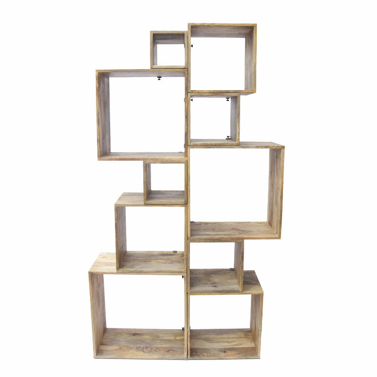 Recycled Wood Cube Rustic Bookshelf - Ash Finish