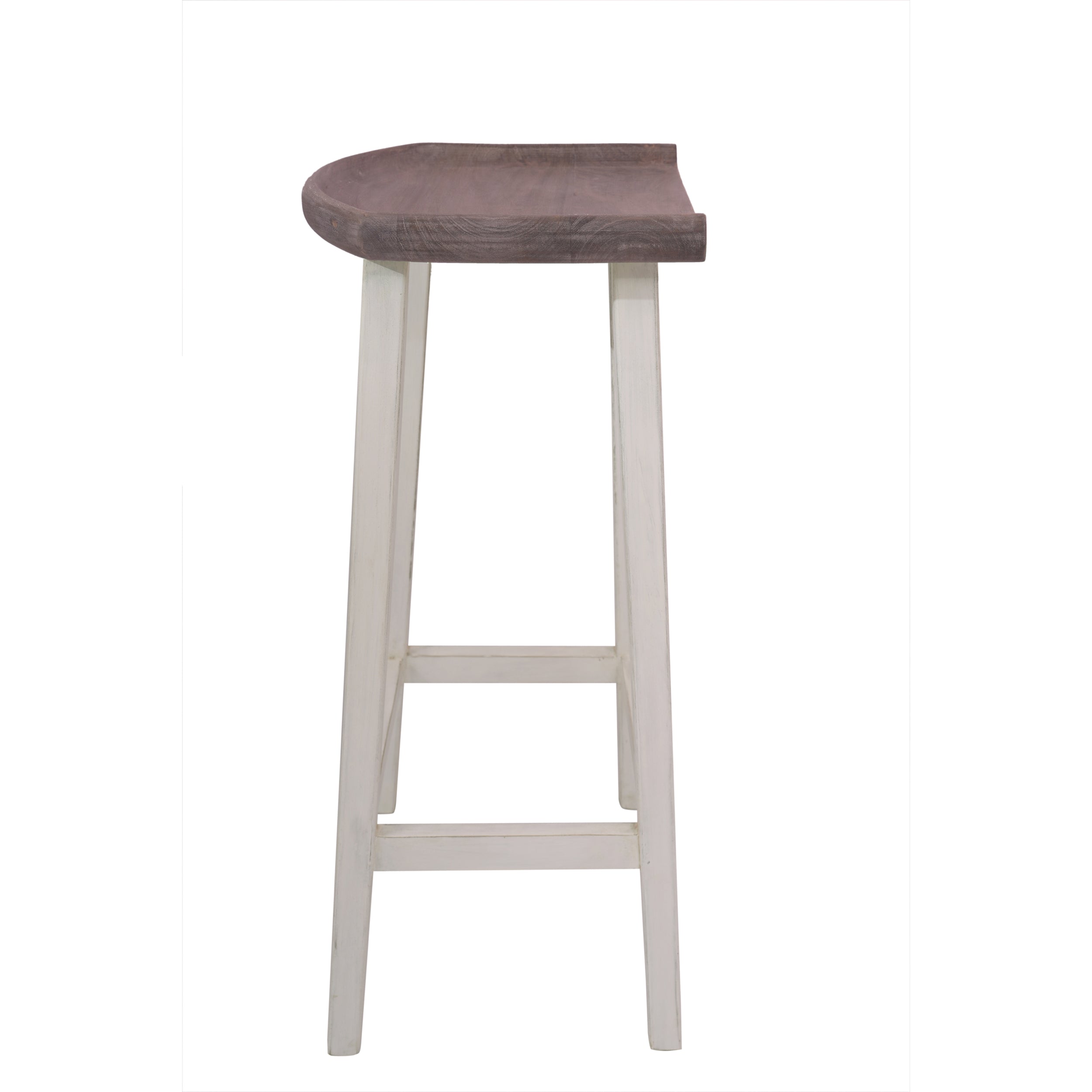 Simple French Bar Stool - White Legs, Ash Top