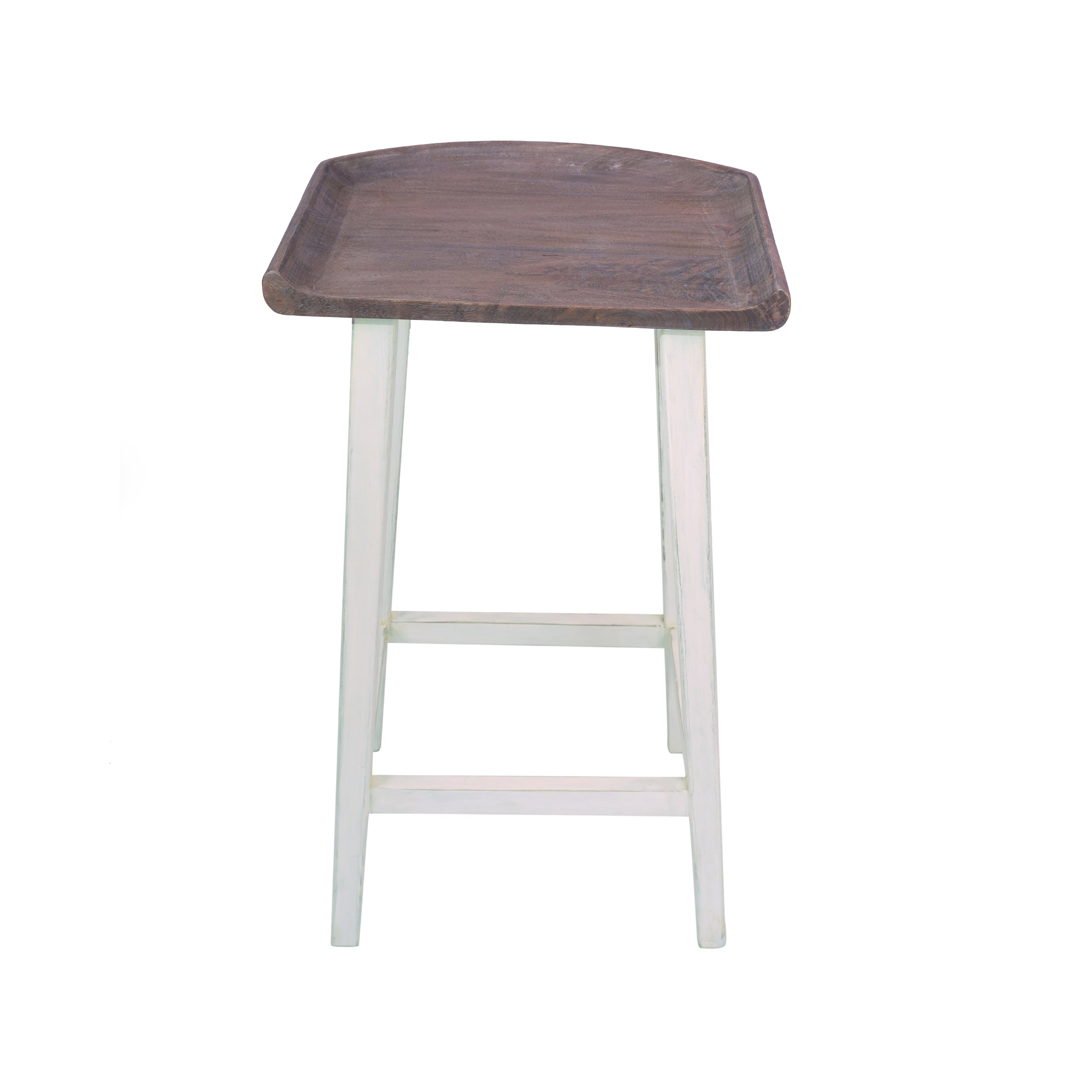 Simple French Bar Stool - White Legs, Ash Top