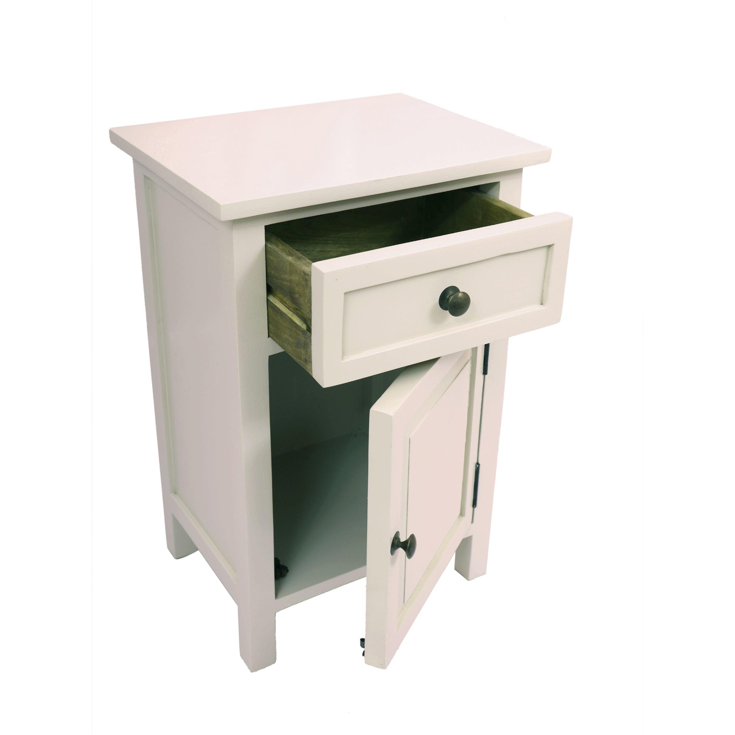 French Style Simple Bedside Table - French Grey Finish