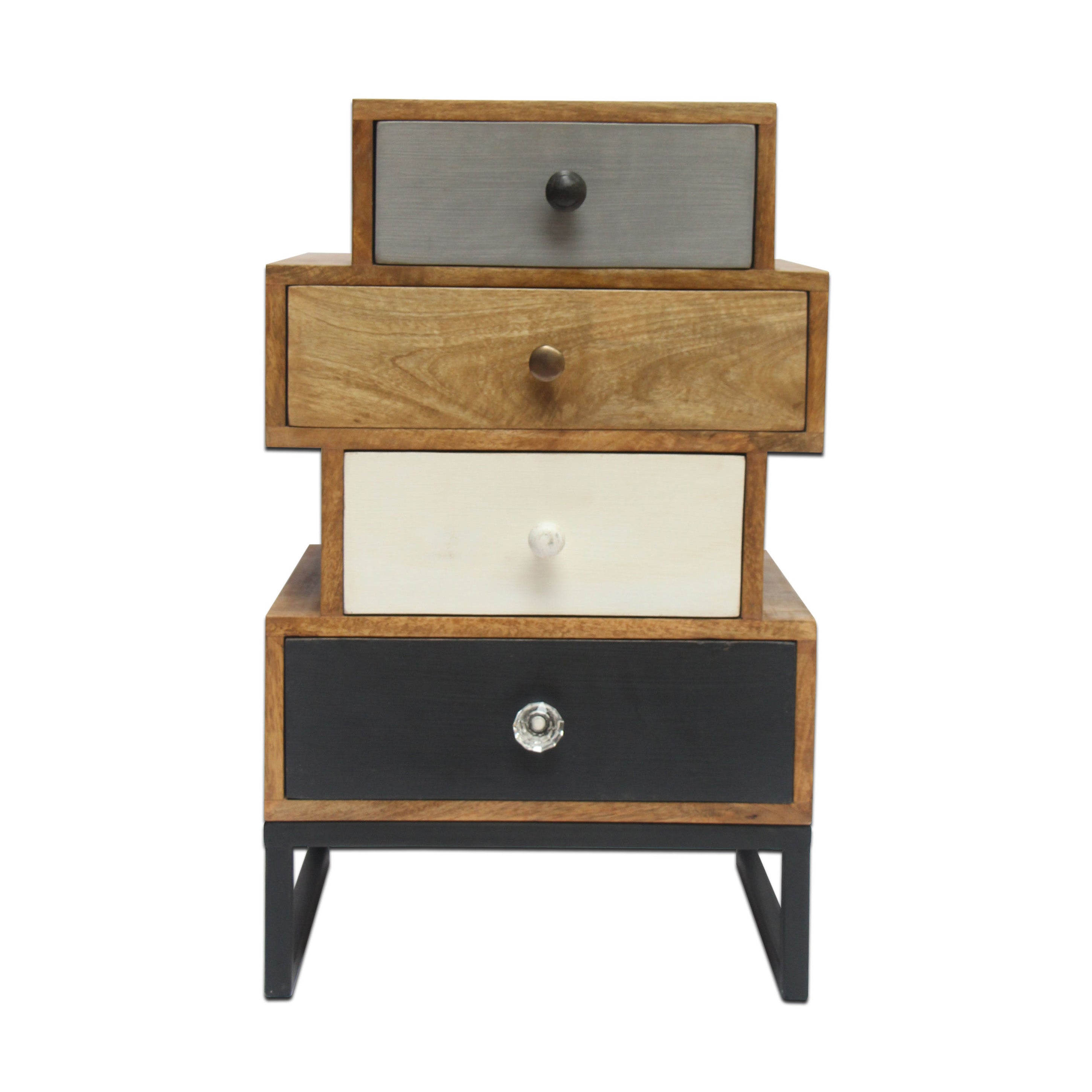 Colourful Jaipur Opus Side Cabinet 4 Drawers with Iron Stand