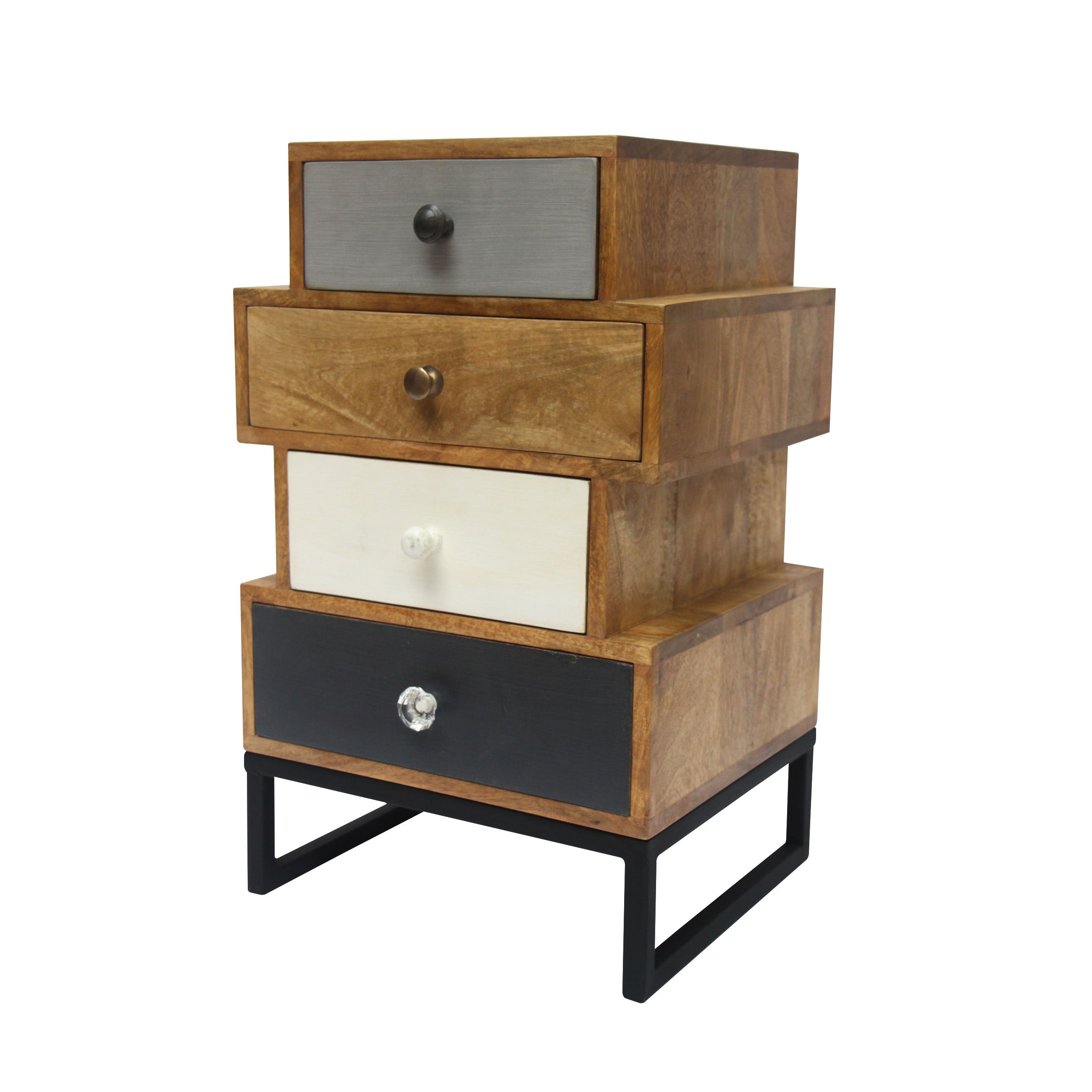 Colourful Jaipur Opus Side Cabinet 4 Drawers with Iron Stand