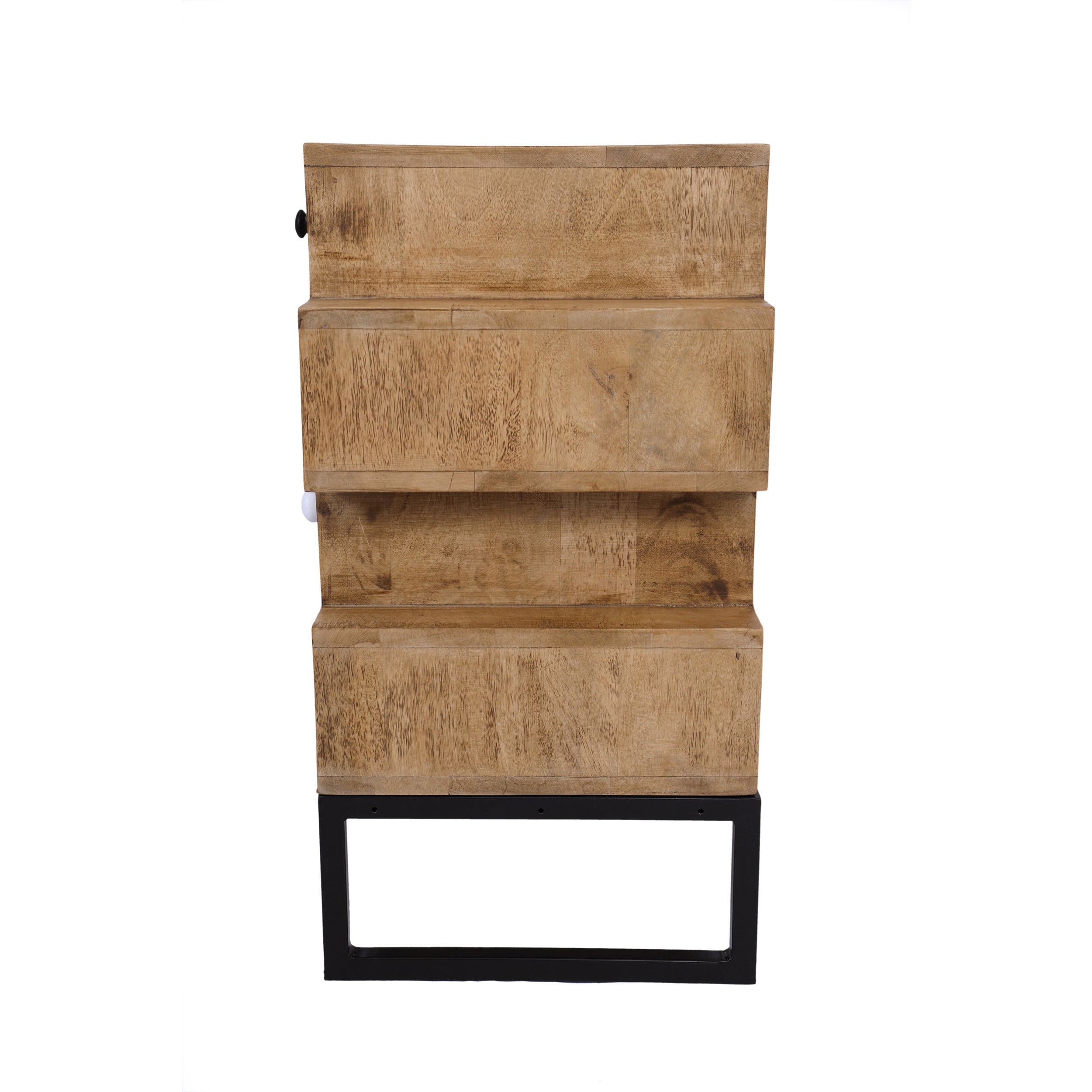 Colourful Jaipur Opus 4 Drawers Side Cabinet with Iron Stand - Grizzled Finish