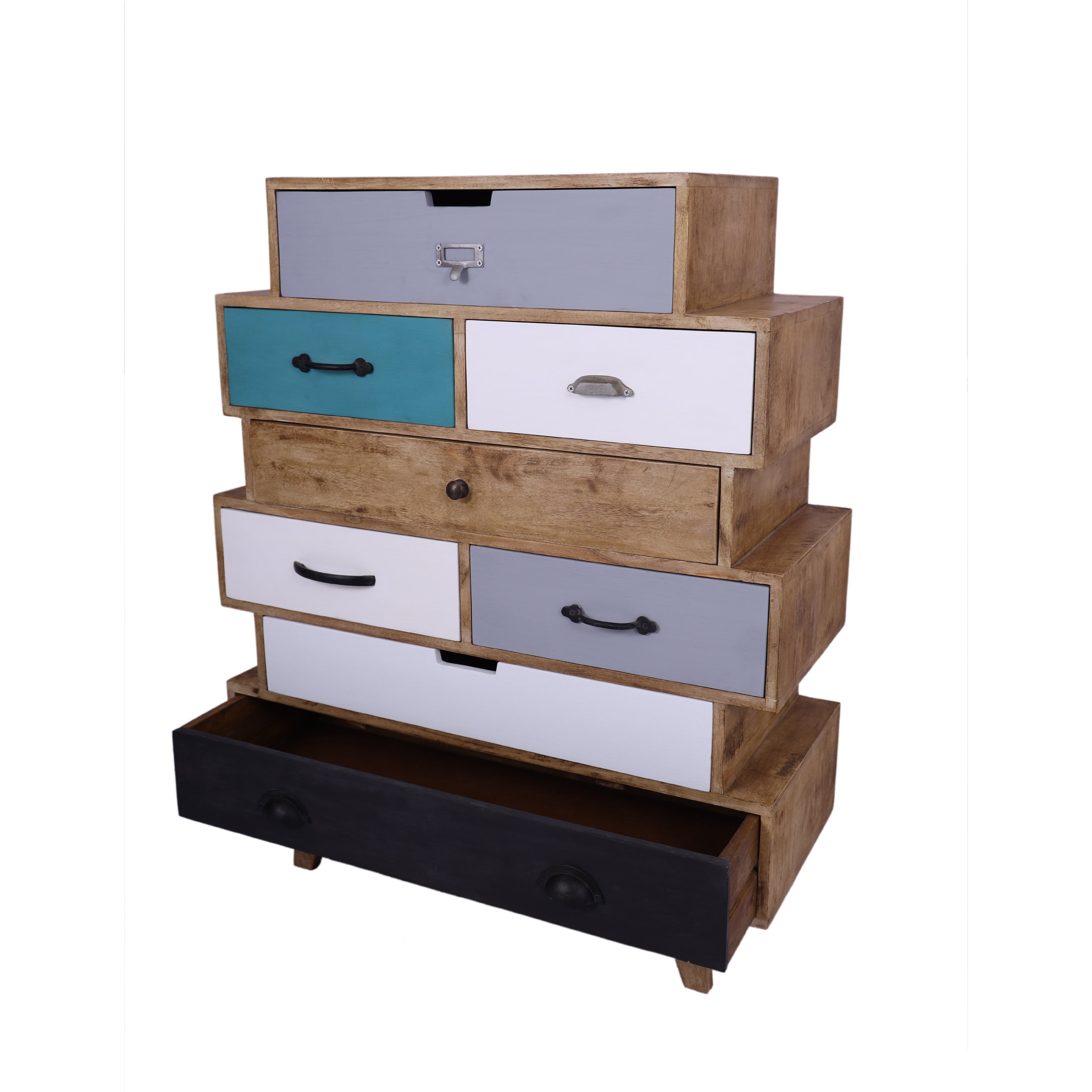 Colourful Jaipur Opus Chest of Drawers - Grizzled Finish